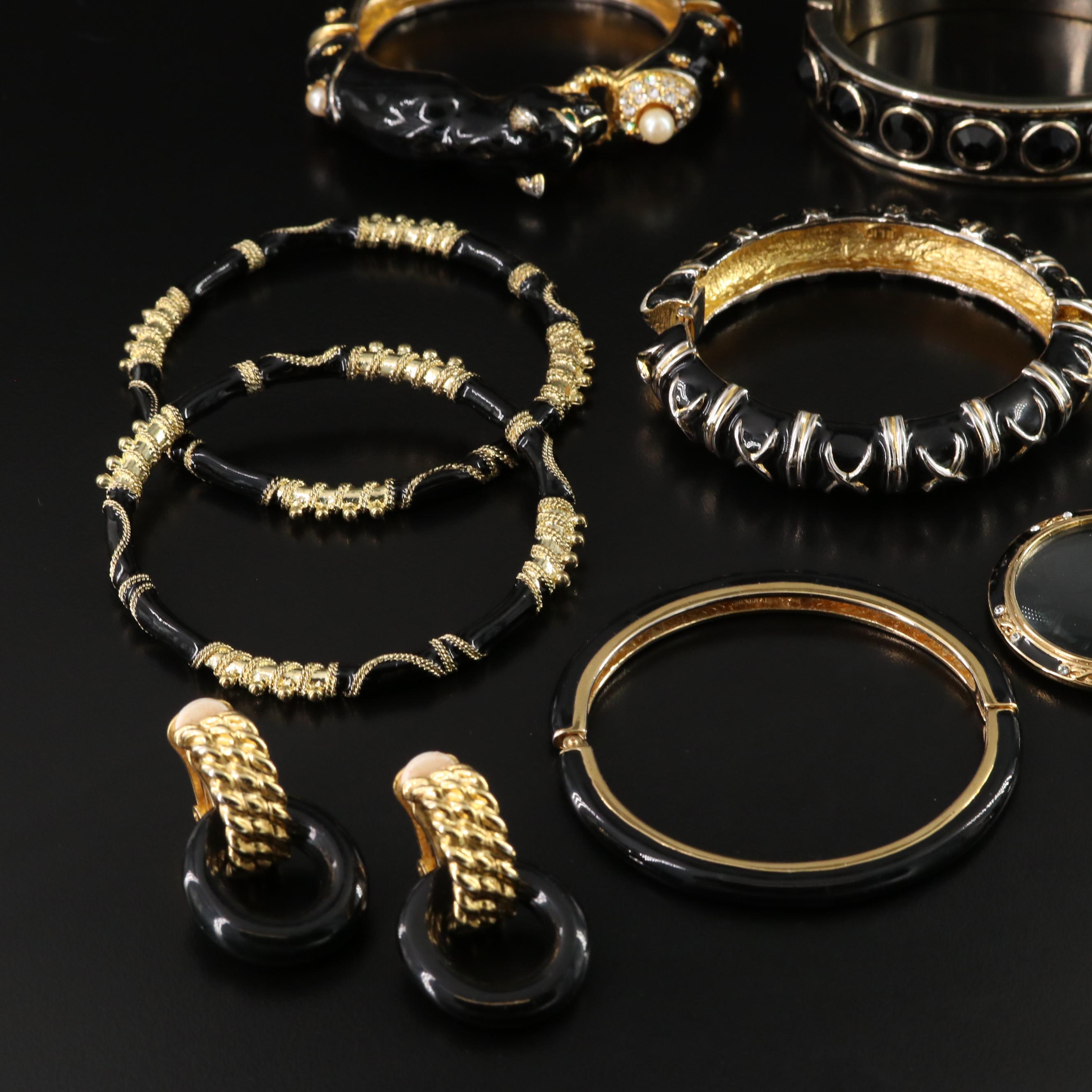 Givenchy Featured in Black Enamel and Gold Tone Jewelry Collection