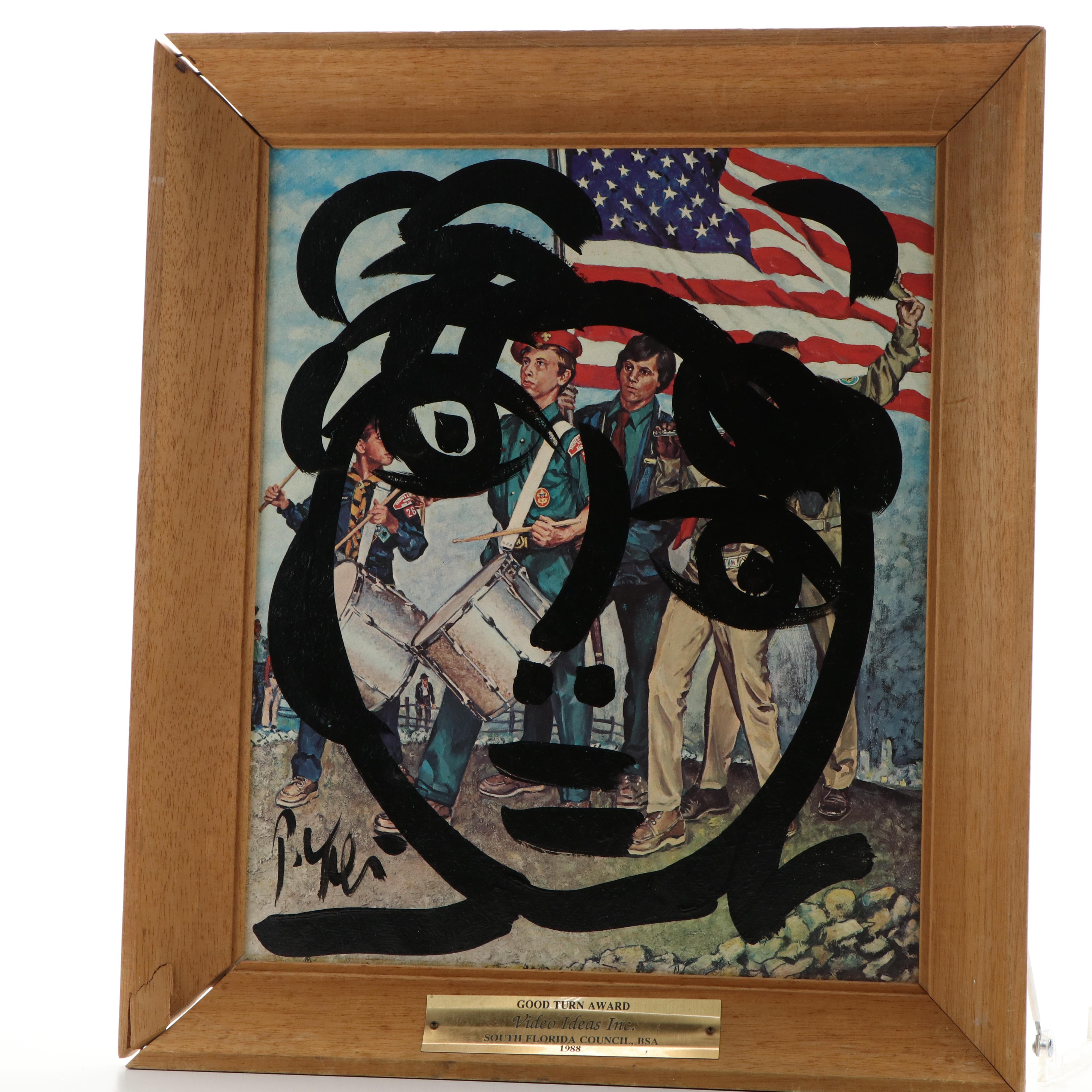 Peter Keil Abstract Acrylic Portrait Over Boy Scouts of America Poster