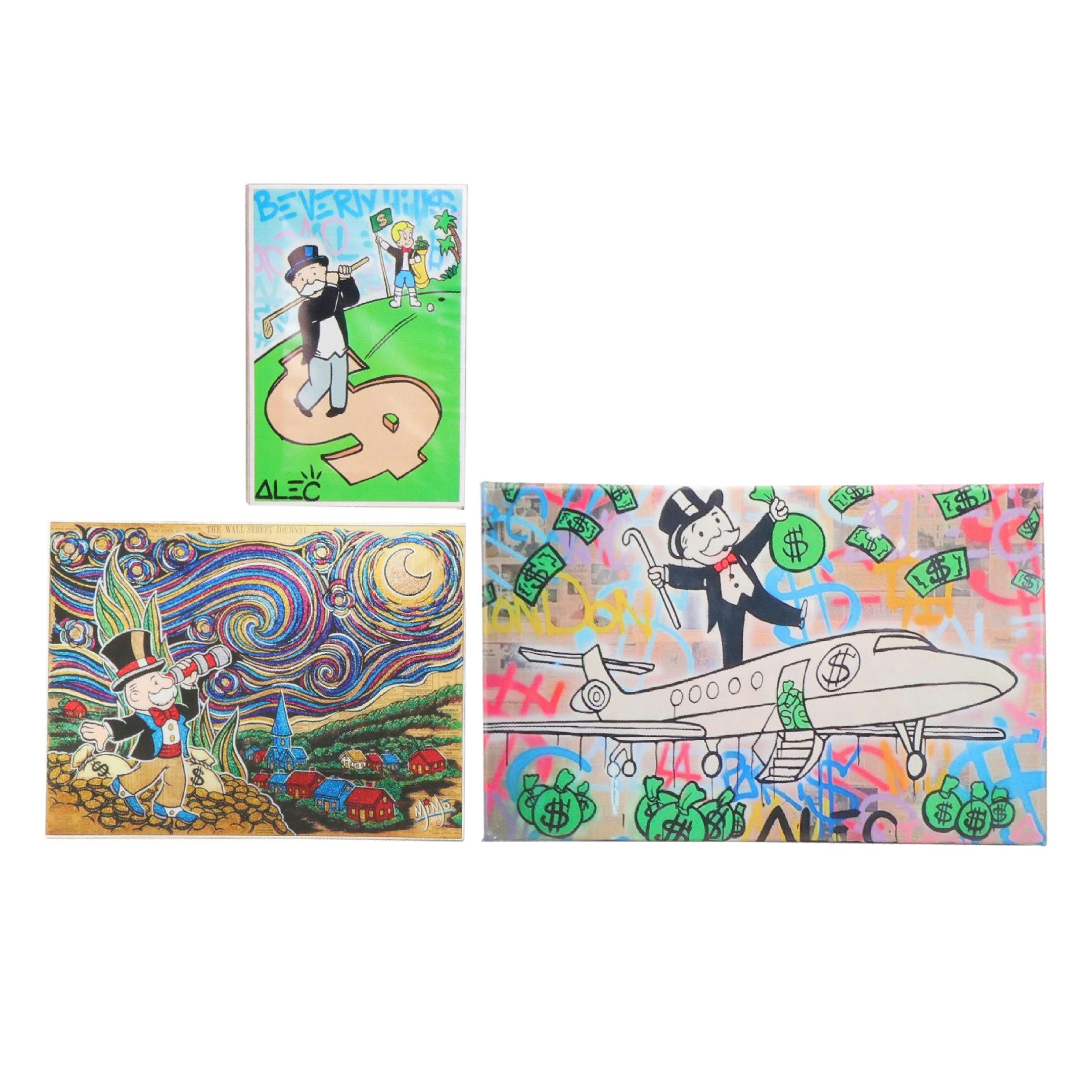 Set of Monopoly Graphic Giclées Including "Monopoly Richie $ Golf"