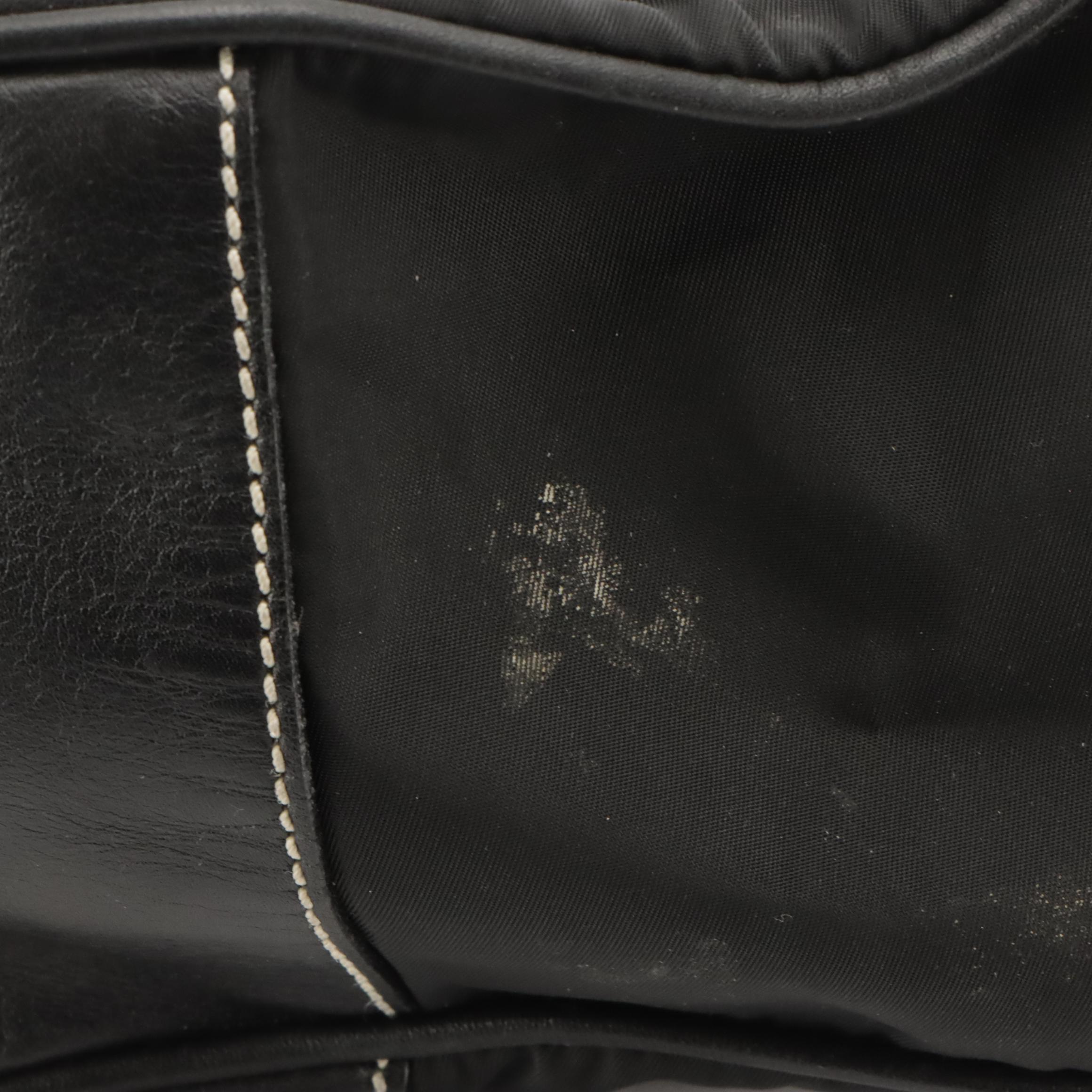 Prada Classic Buckle Hobo Bag in Black Nylon and Leather