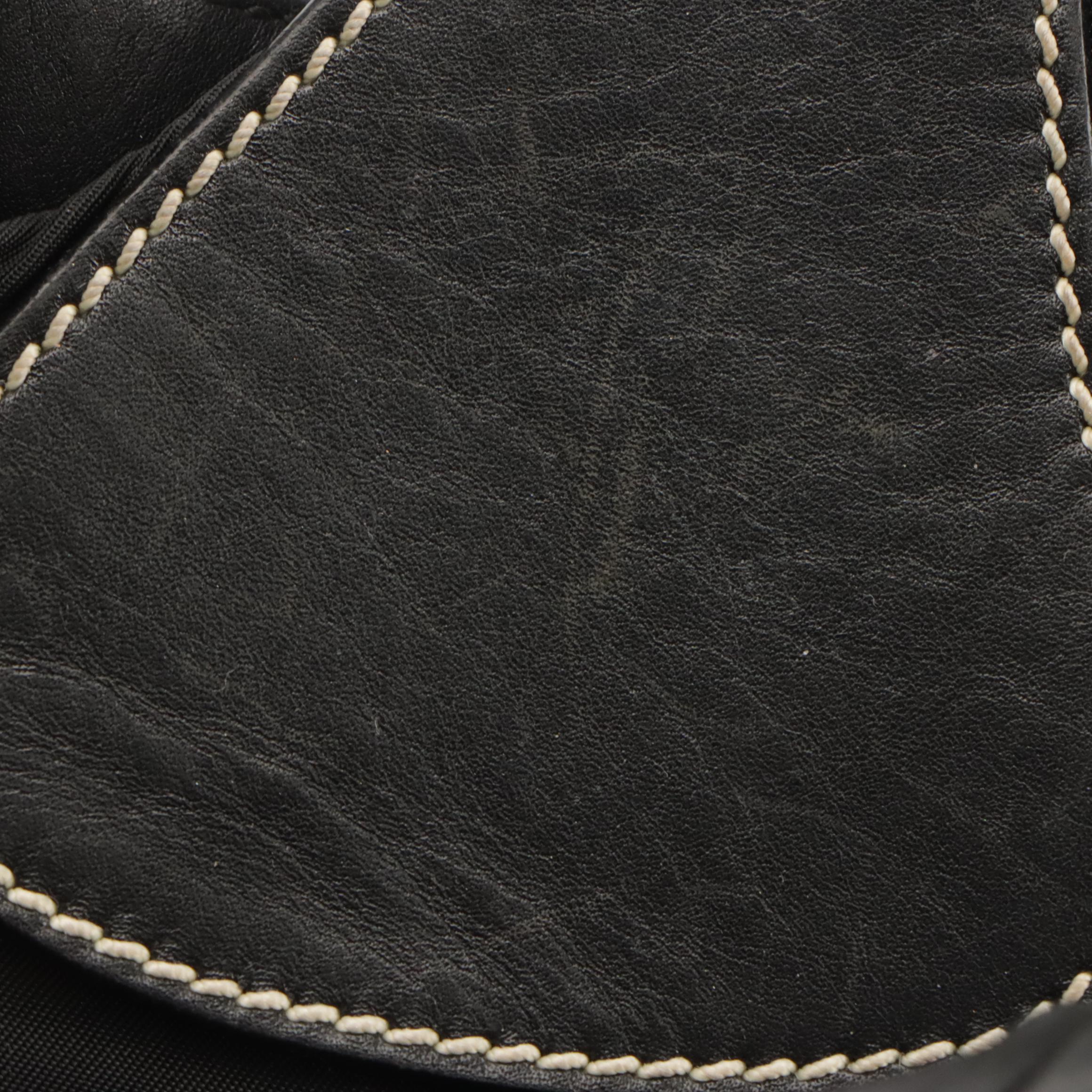 Prada Classic Buckle Hobo Bag in Black Nylon and Leather