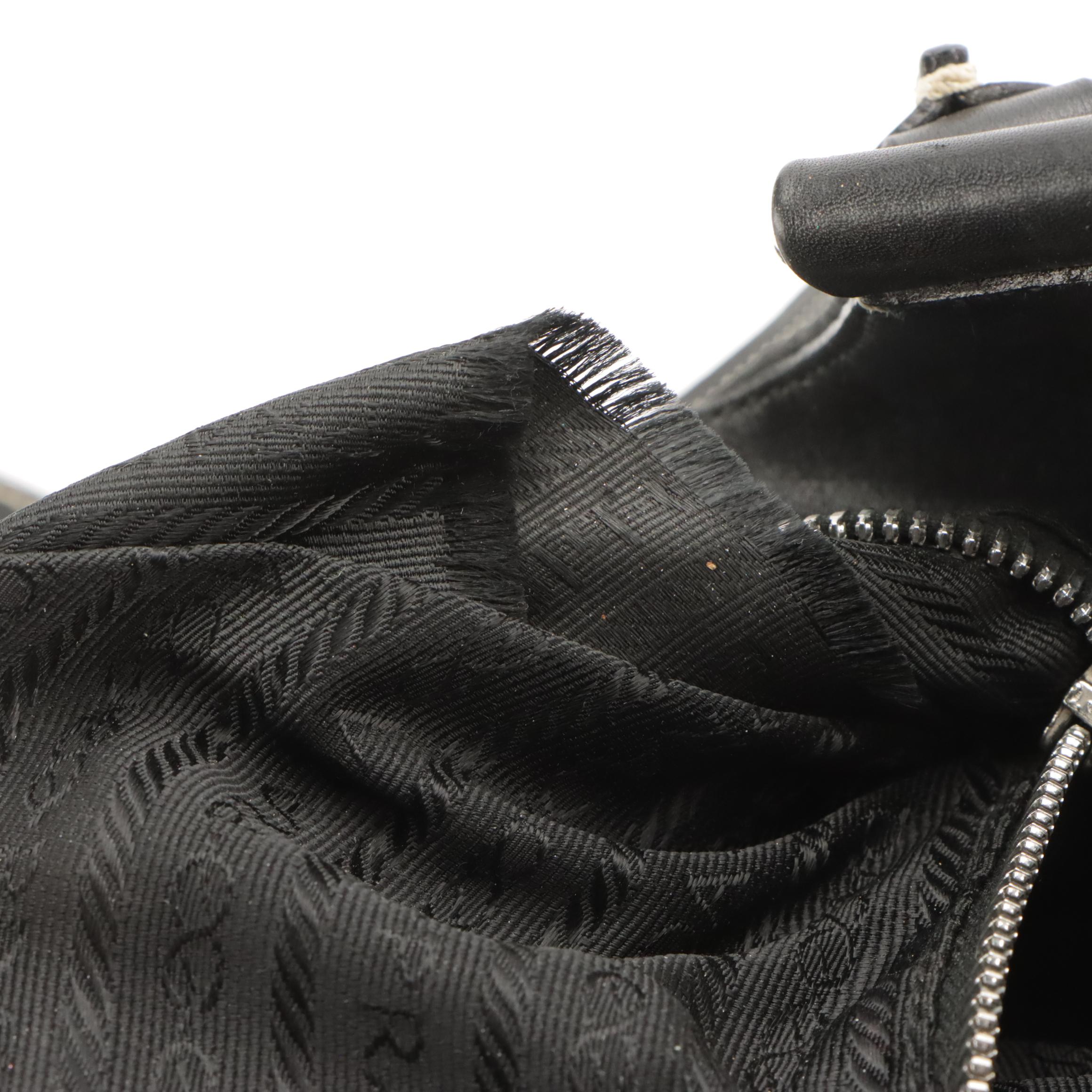 Prada Classic Buckle Hobo Bag in Black Nylon and Leather