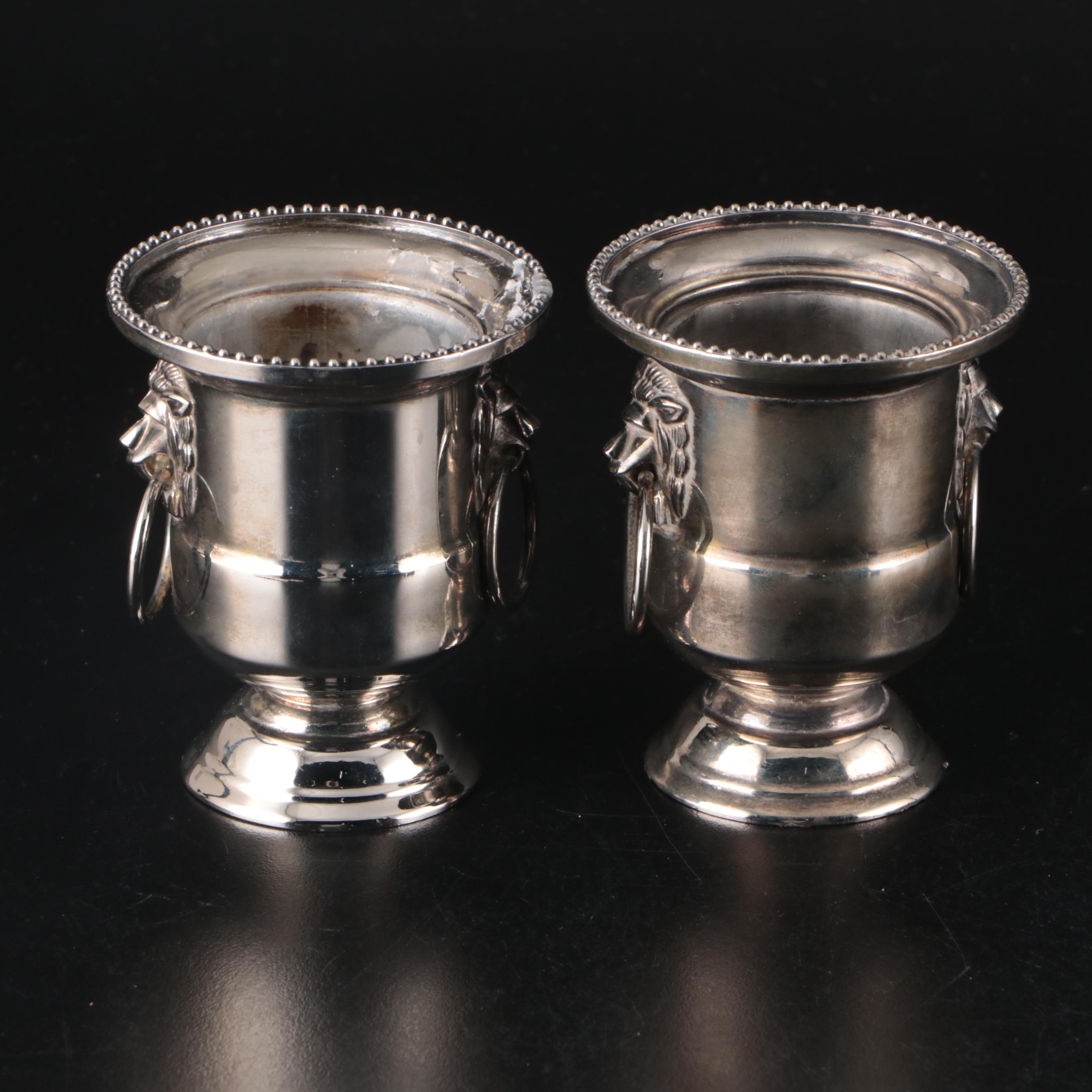 Silver Plate Urn Toothpick Holders, Decanter Tags and Shakers
