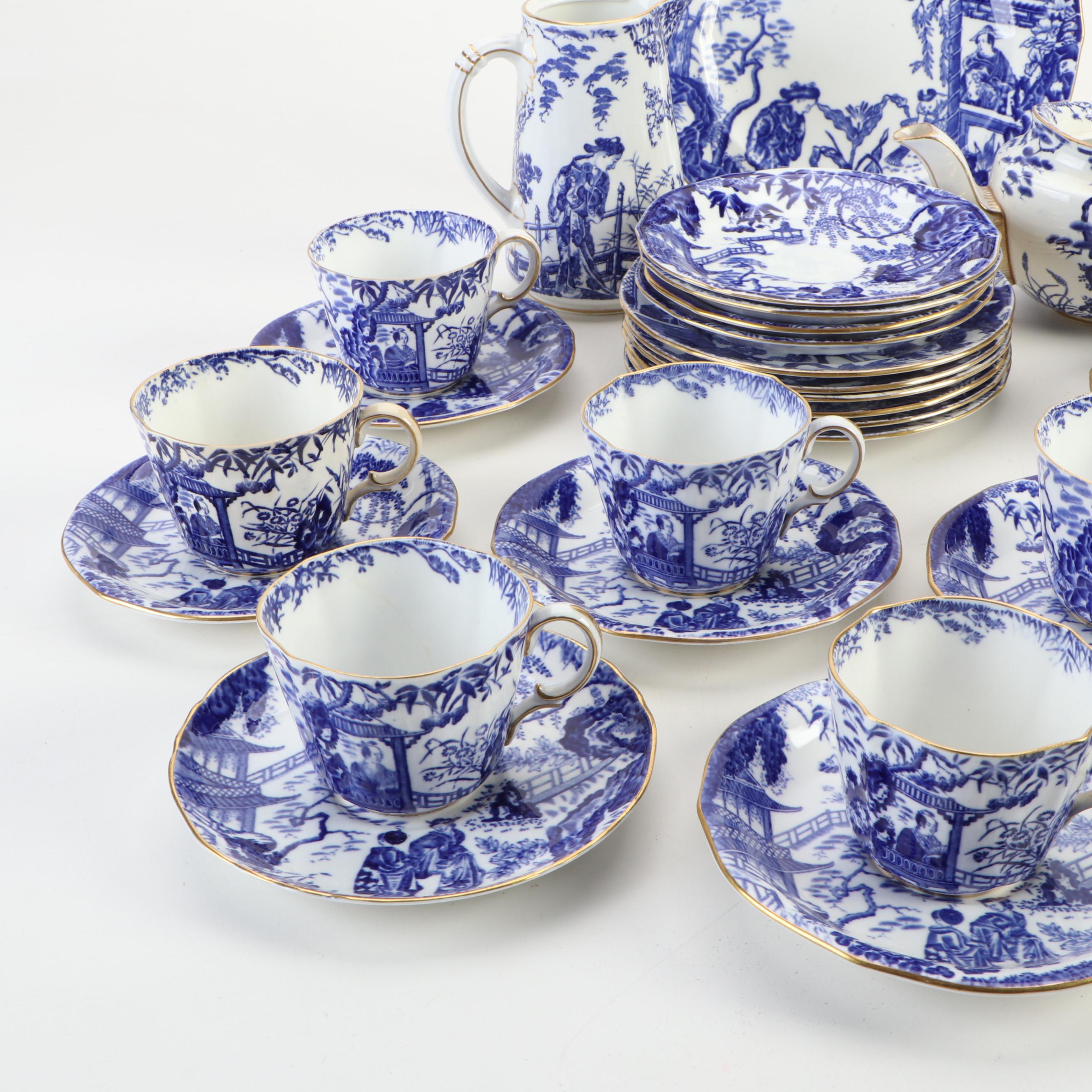 Royal Crown Derby "Blue Mikado" Gilt Porcelain Tea and Coffee Service