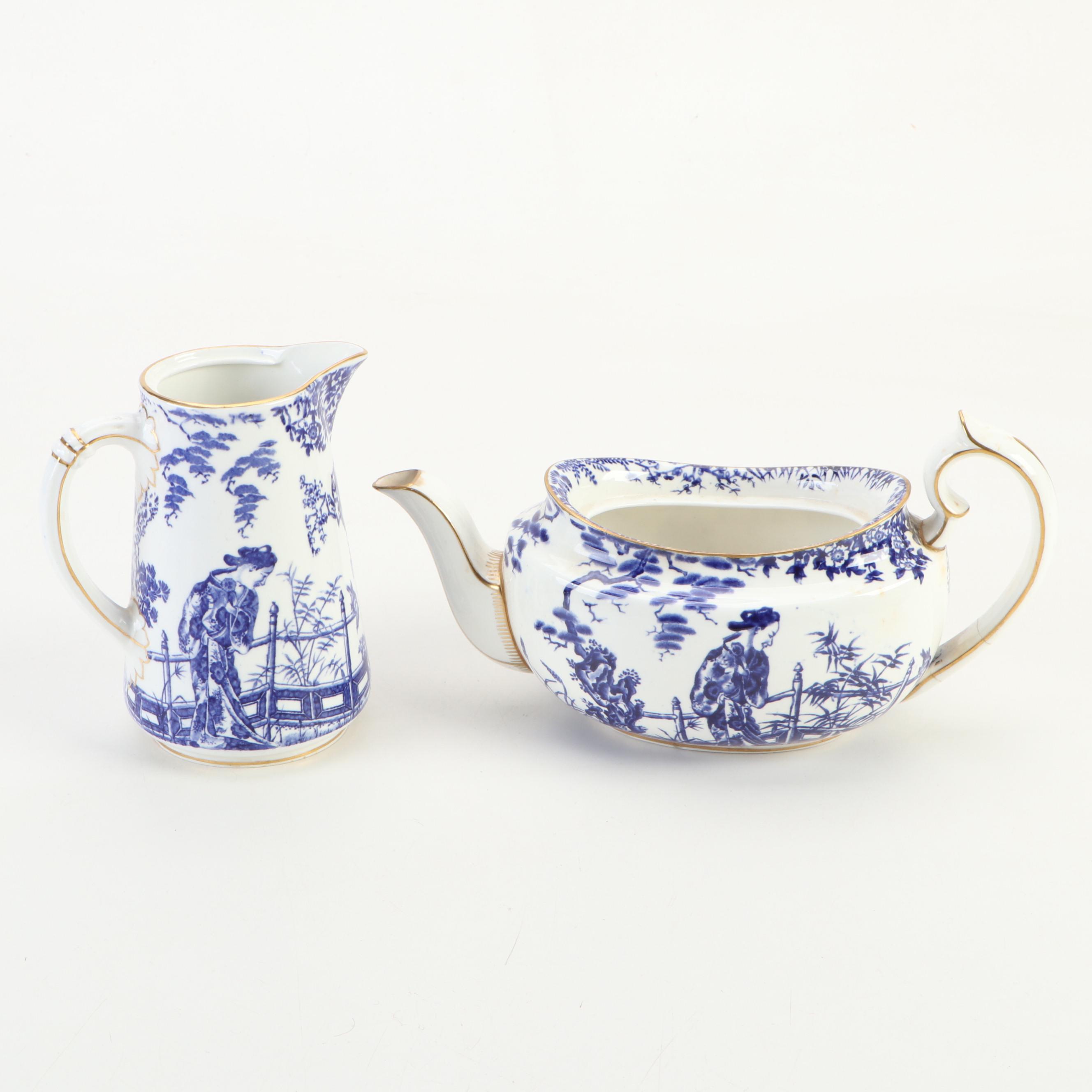 Royal Crown Derby "Blue Mikado" Gilt Porcelain Tea and Coffee Service