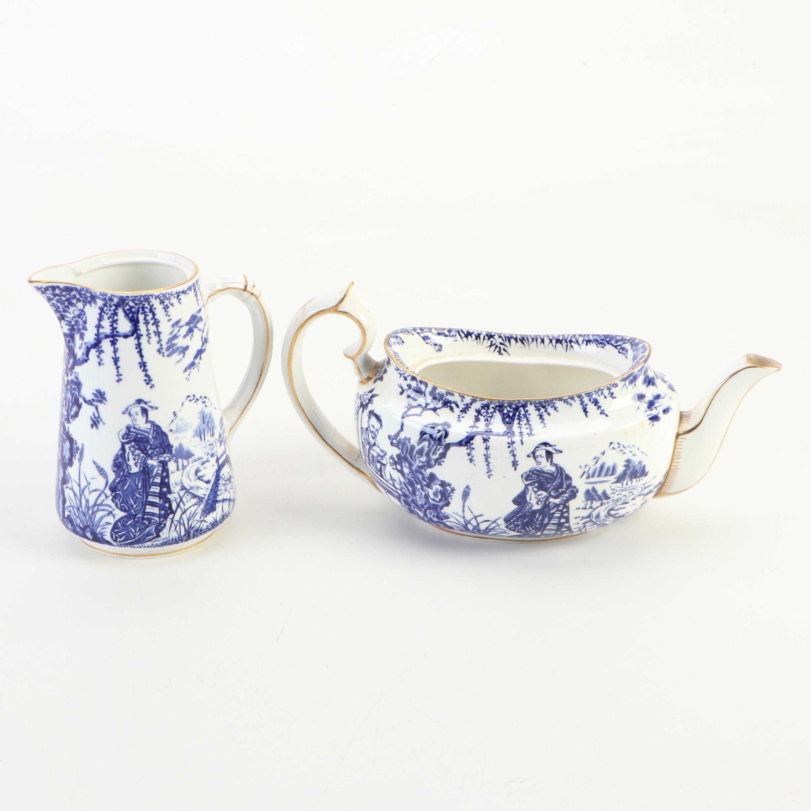 Royal Crown Derby "Blue Mikado" Gilt Porcelain Tea and Coffee Service