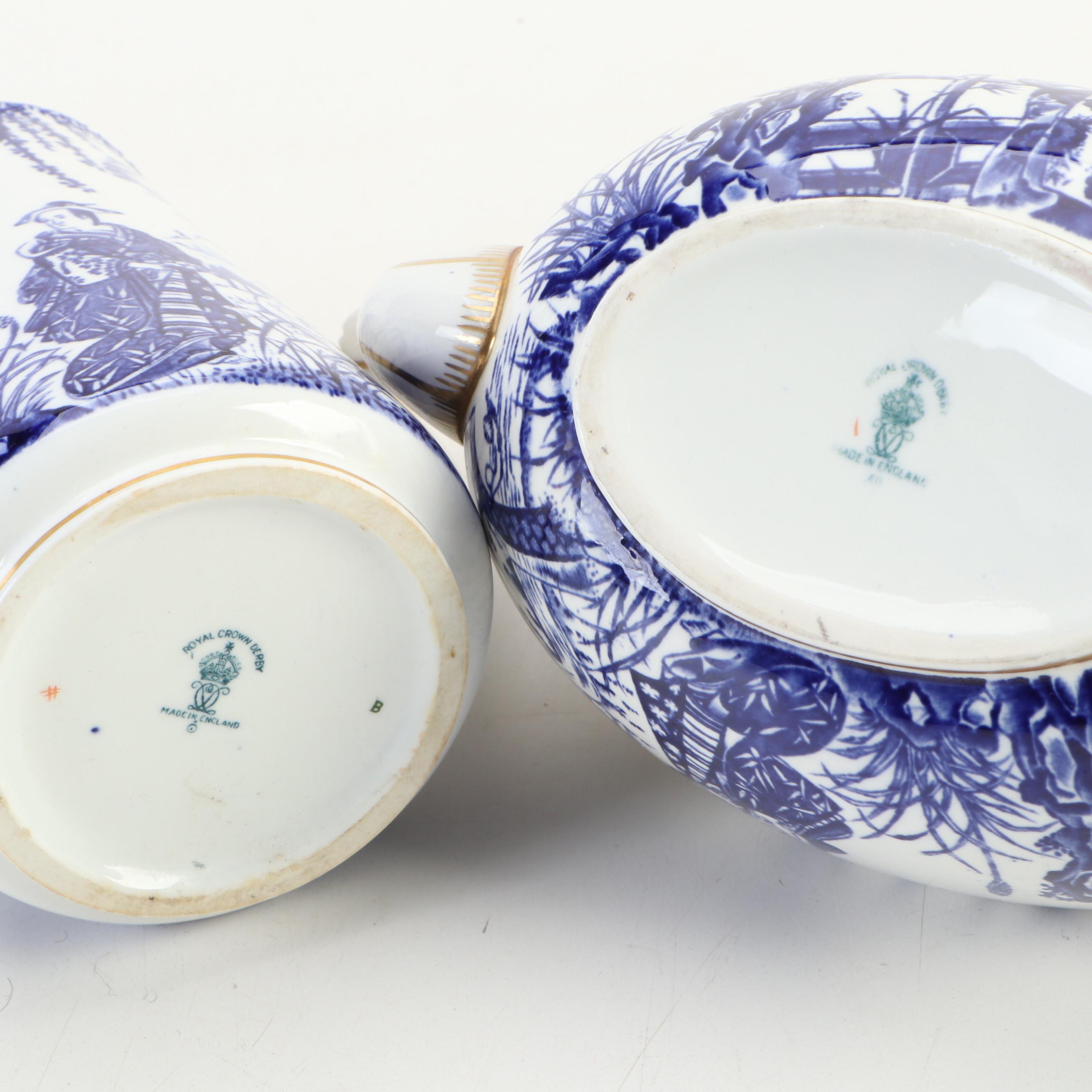 Royal Crown Derby "Blue Mikado" Gilt Porcelain Tea and Coffee Service