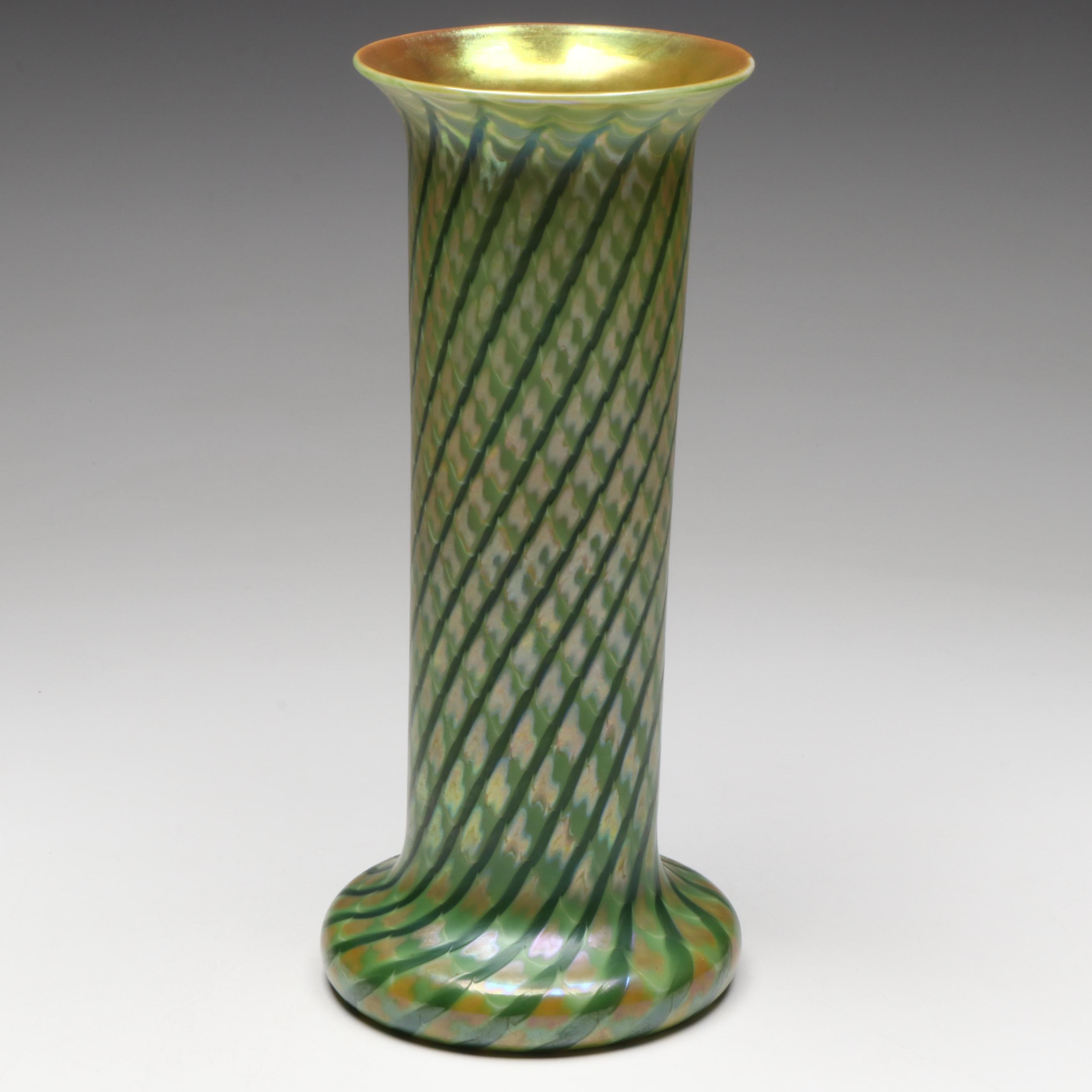 Lundberg Studios Handmade Iridescent Art Glass Vase, 1994
