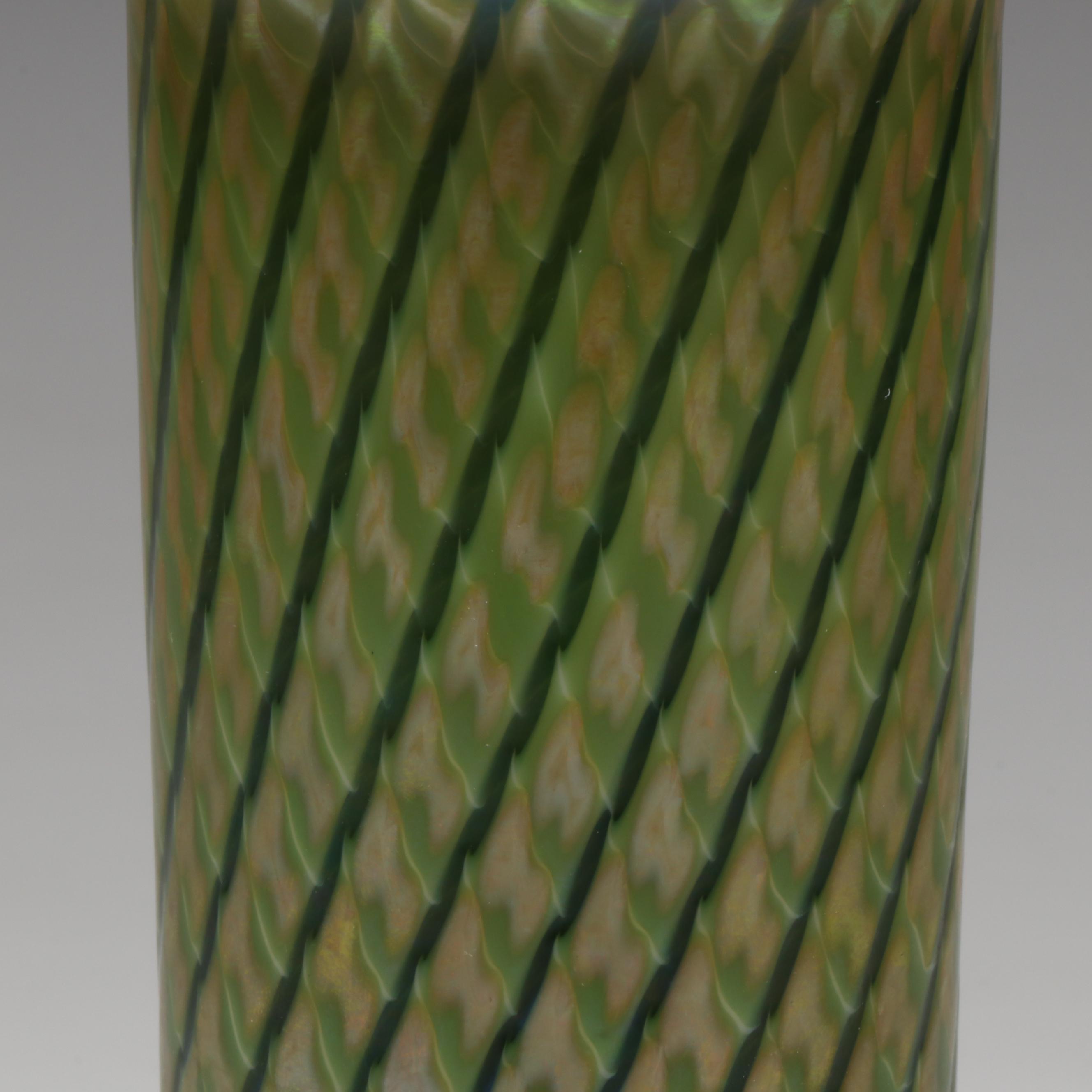 Lundberg Studios Handmade Iridescent Art Glass Vase, 1994