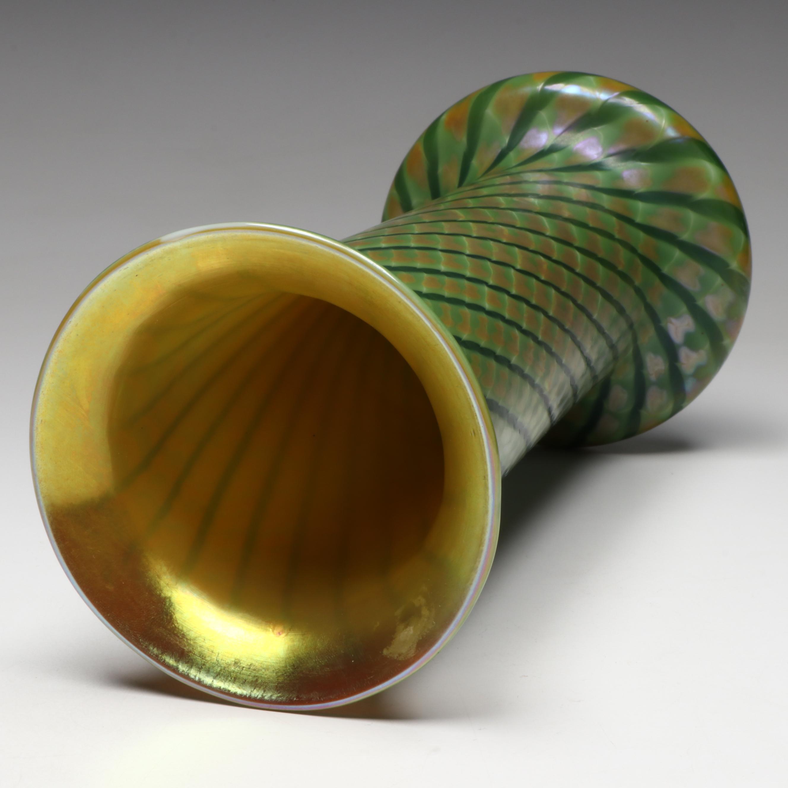 Lundberg Studios Handmade Iridescent Art Glass Vase, 1994
