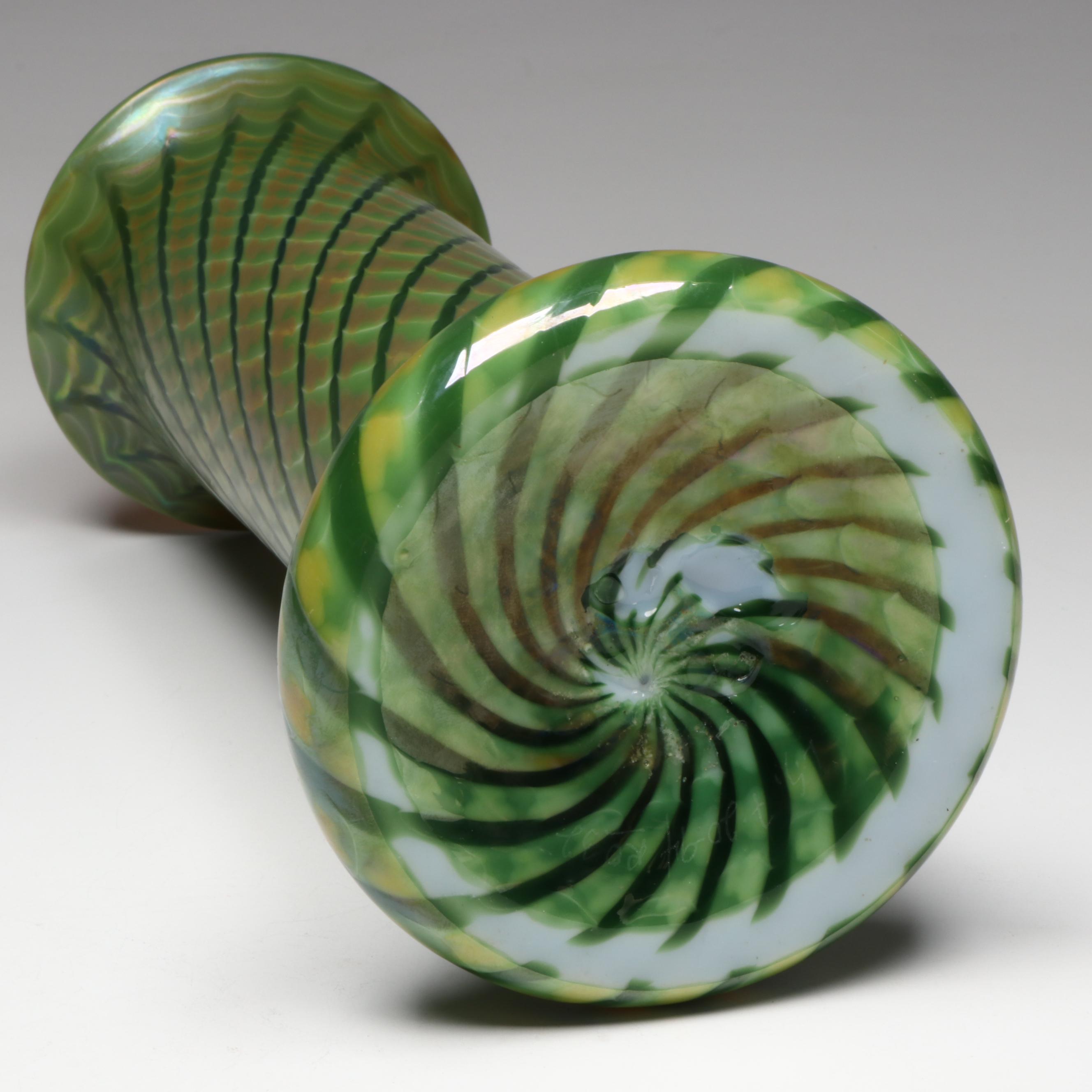 Lundberg Studios Handmade Iridescent Art Glass Vase, 1994