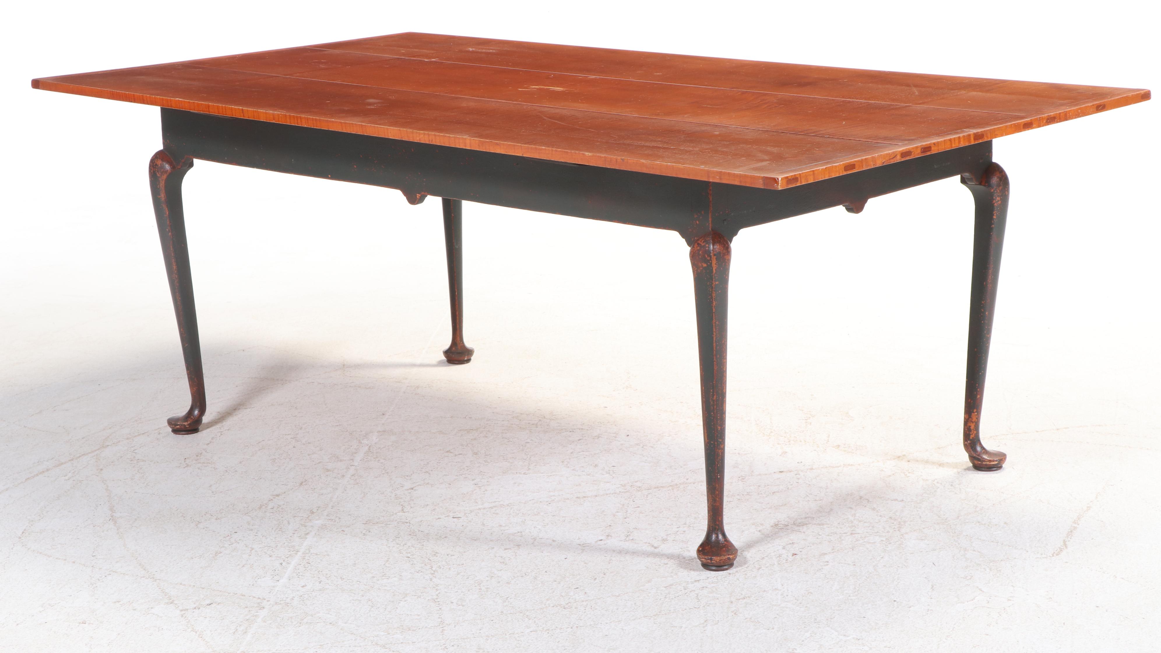 Ten-Piece David T. Smith & Co. Colonial Style Painted and Tiger Maple Dining Set