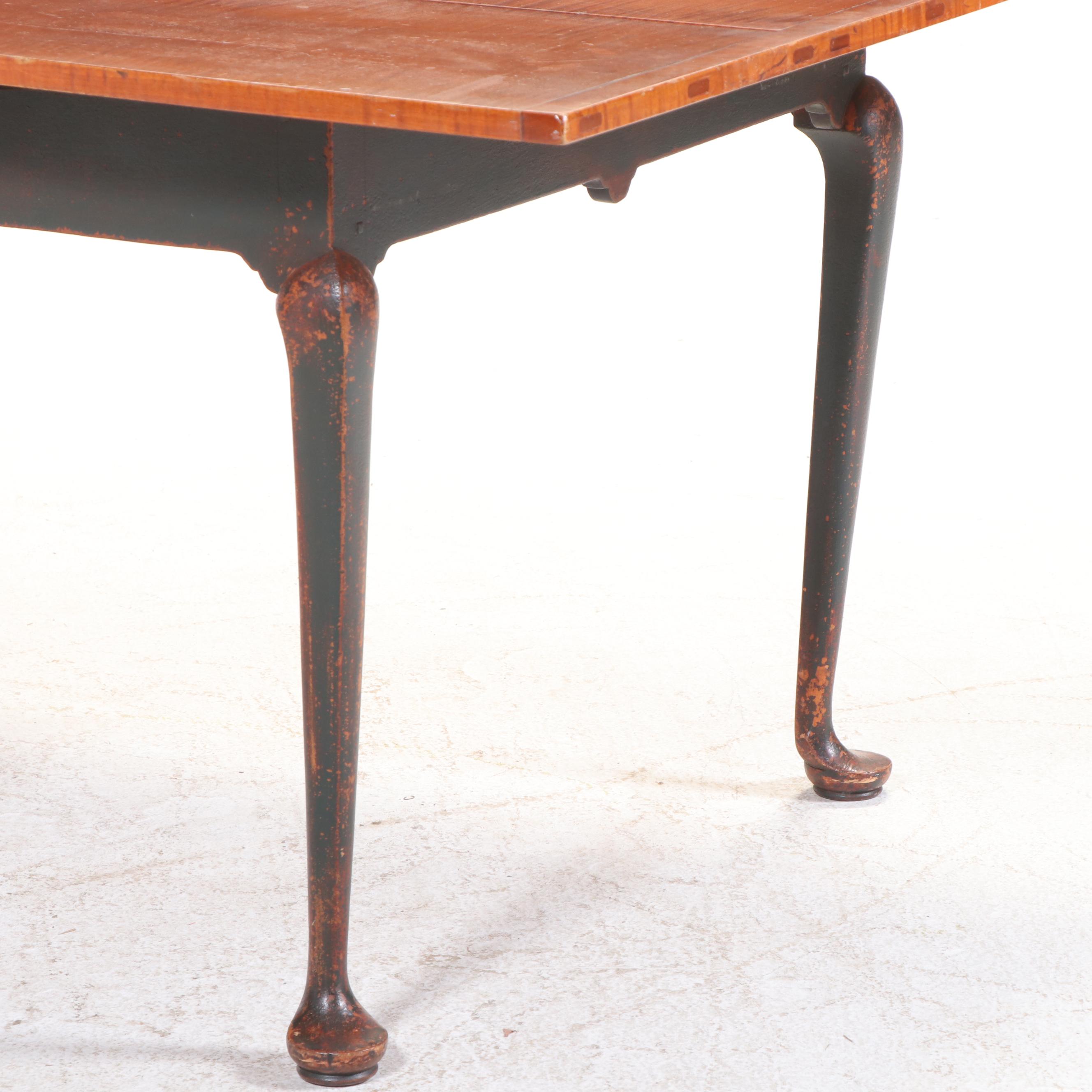 Ten-Piece David T. Smith & Co. Colonial Style Painted and Tiger Maple Dining Set