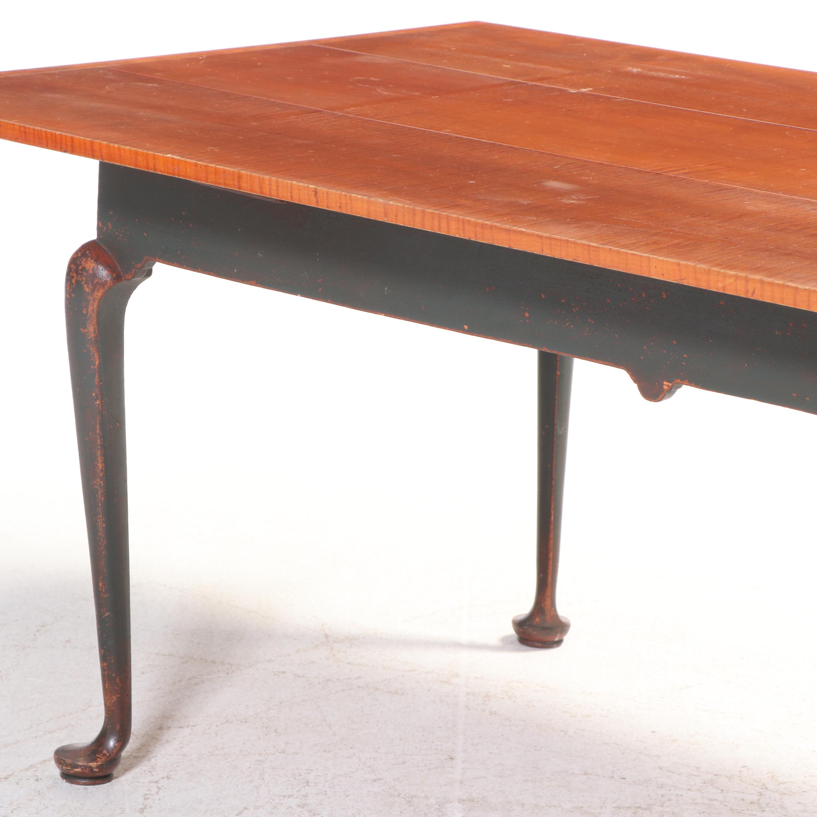 Ten-Piece David T. Smith & Co. Colonial Style Painted and Tiger Maple Dining Set