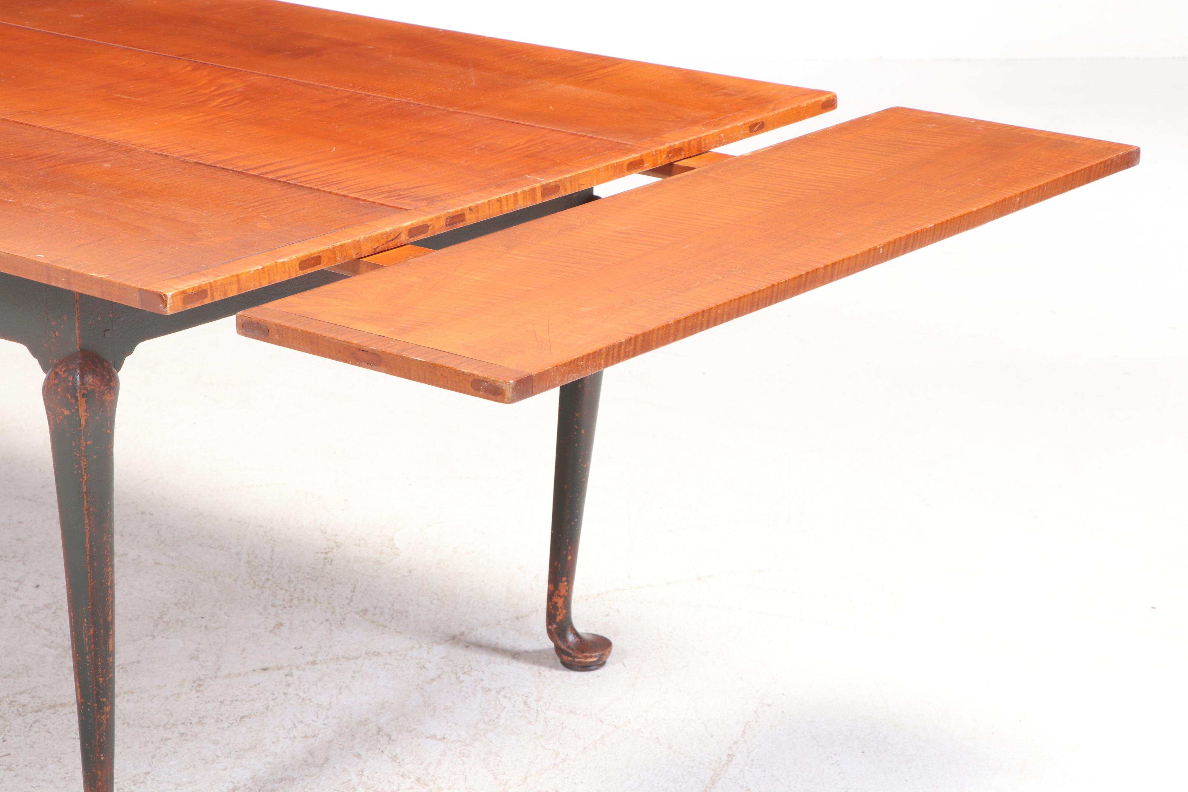 Ten-Piece David T. Smith & Co. Colonial Style Painted and Tiger Maple Dining Set