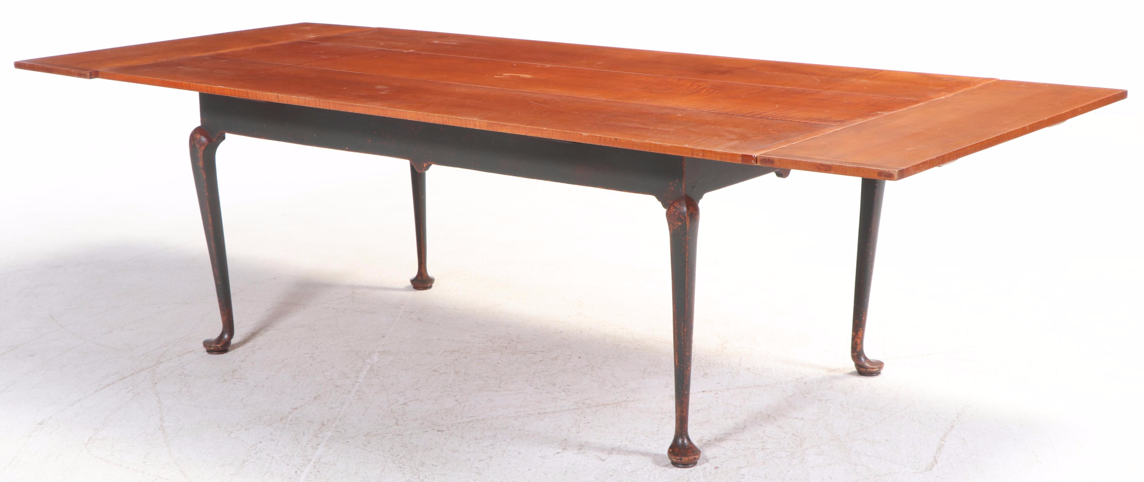 Ten-Piece David T. Smith & Co. Colonial Style Painted and Tiger Maple Dining Set