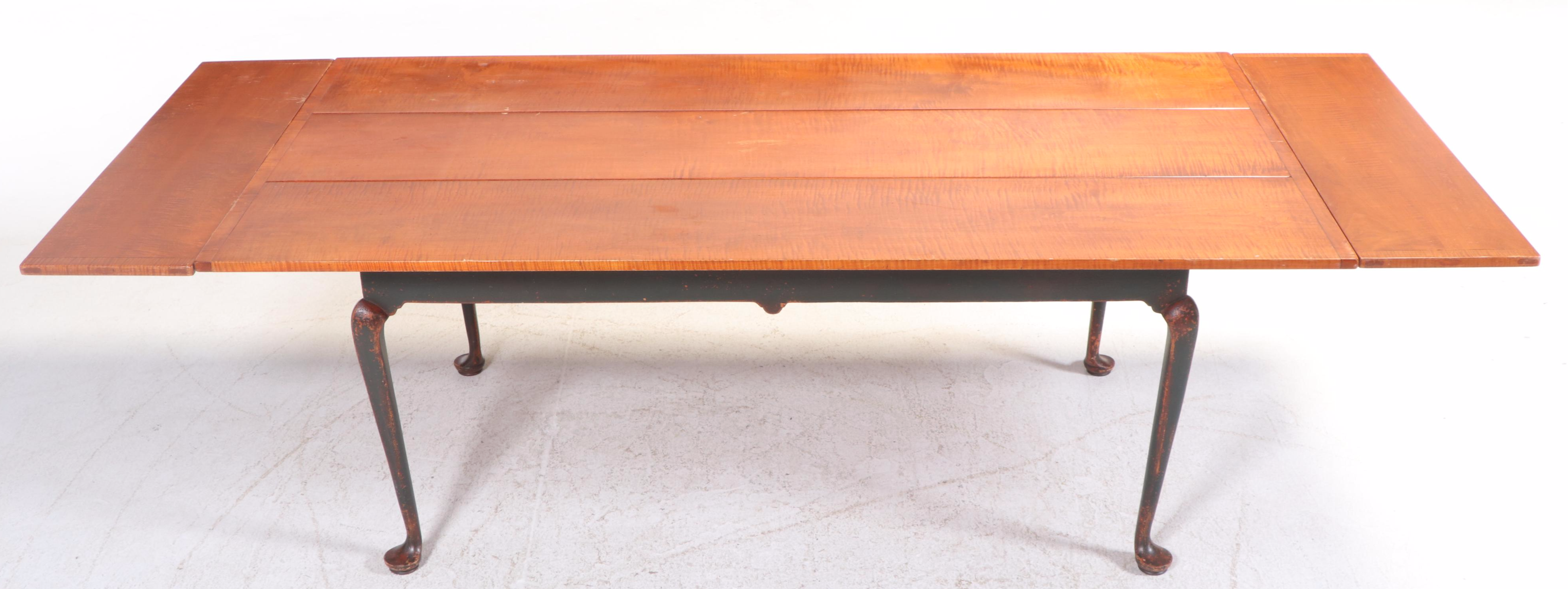 Ten-Piece David T. Smith & Co. Colonial Style Painted and Tiger Maple Dining Set