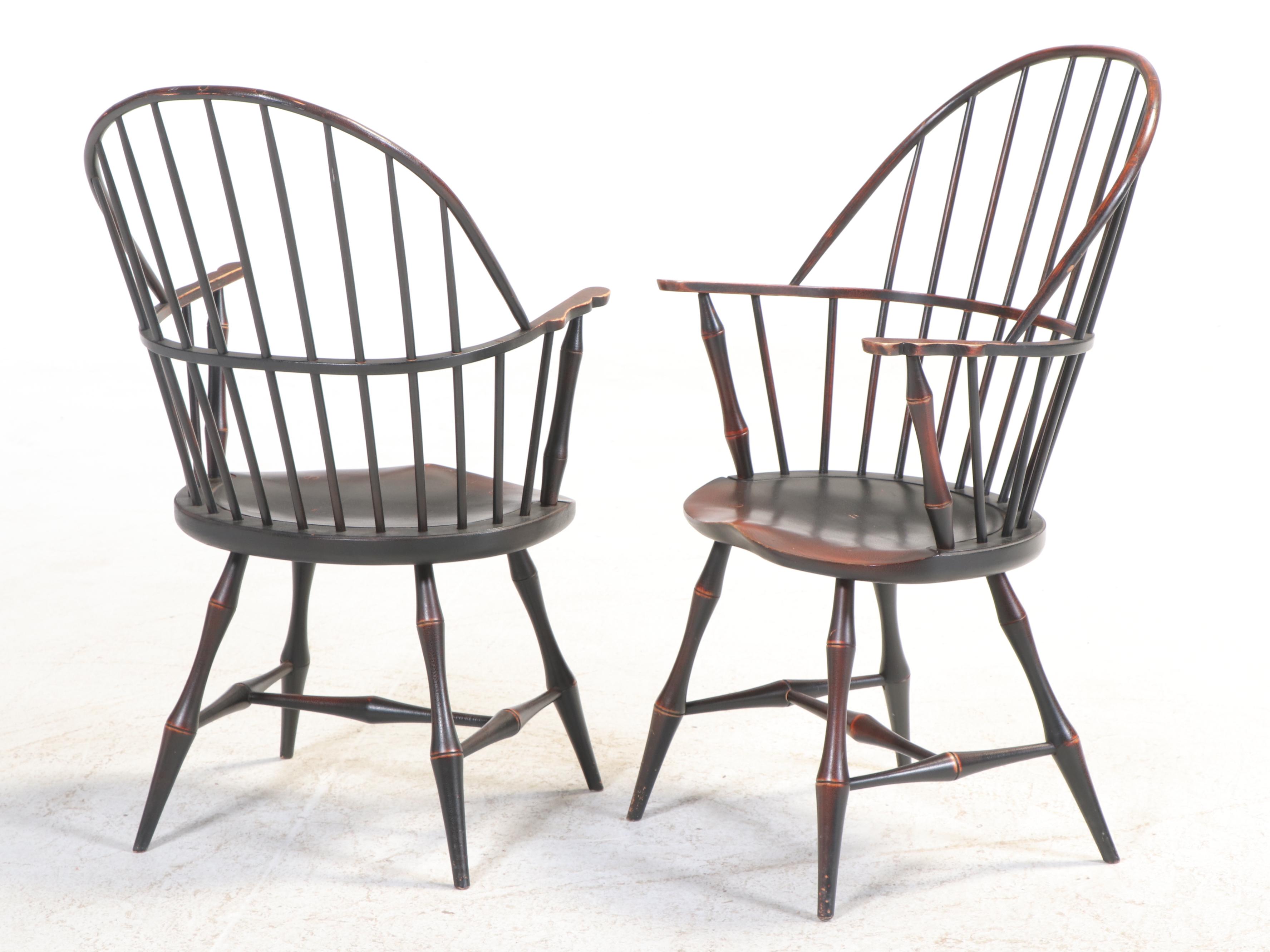 Ten-Piece David T. Smith & Co. Colonial Style Painted and Tiger Maple Dining Set