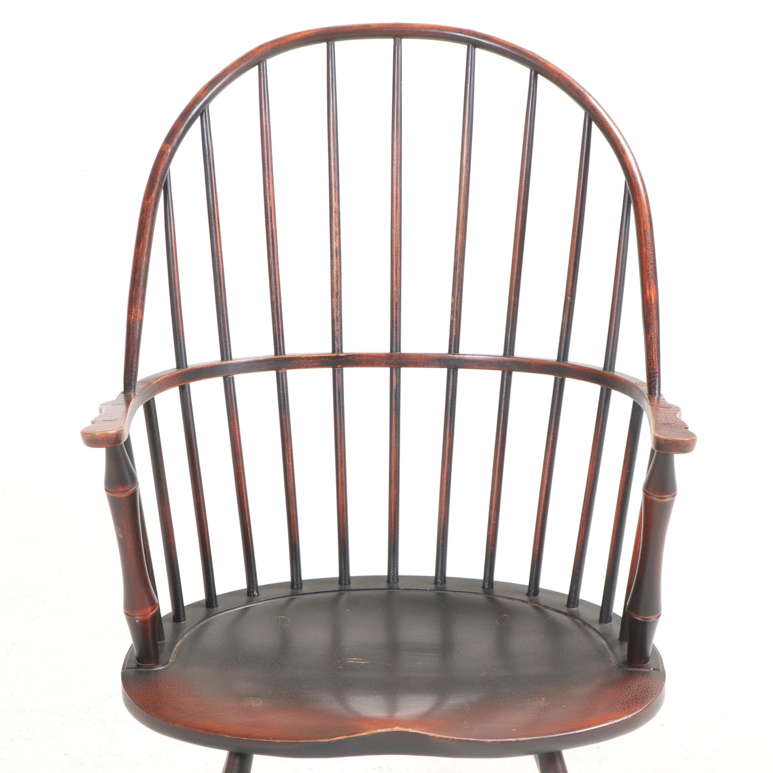 Ten-Piece David T. Smith & Co. Colonial Style Painted and Tiger Maple Dining Set