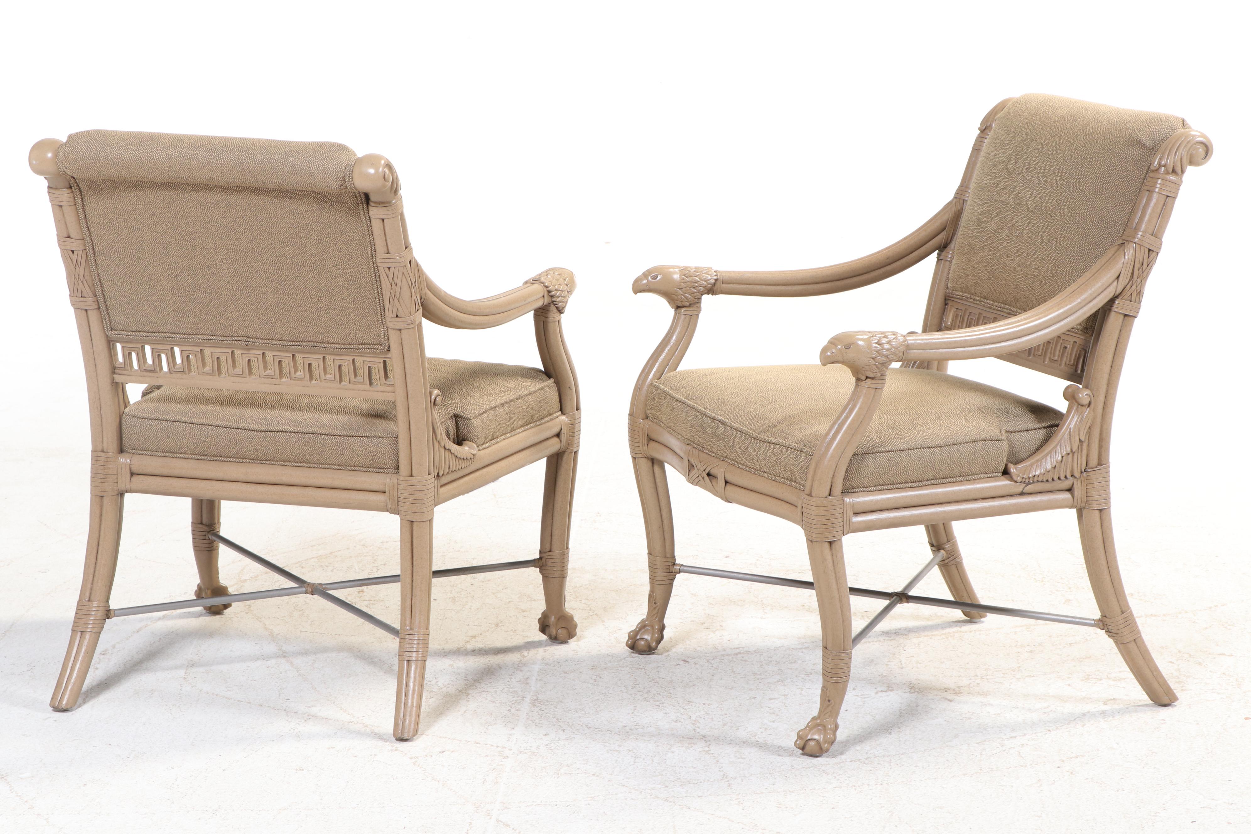 Pair of Ferguson Copeland "Napoleonic" Painted and Custom-Upholstered Armchairs