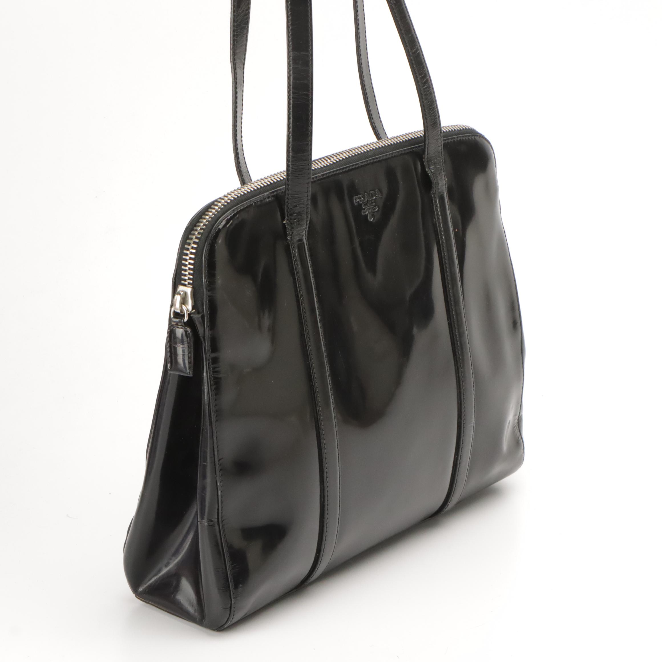 Prada Black Patent Leather Shoulder Bag