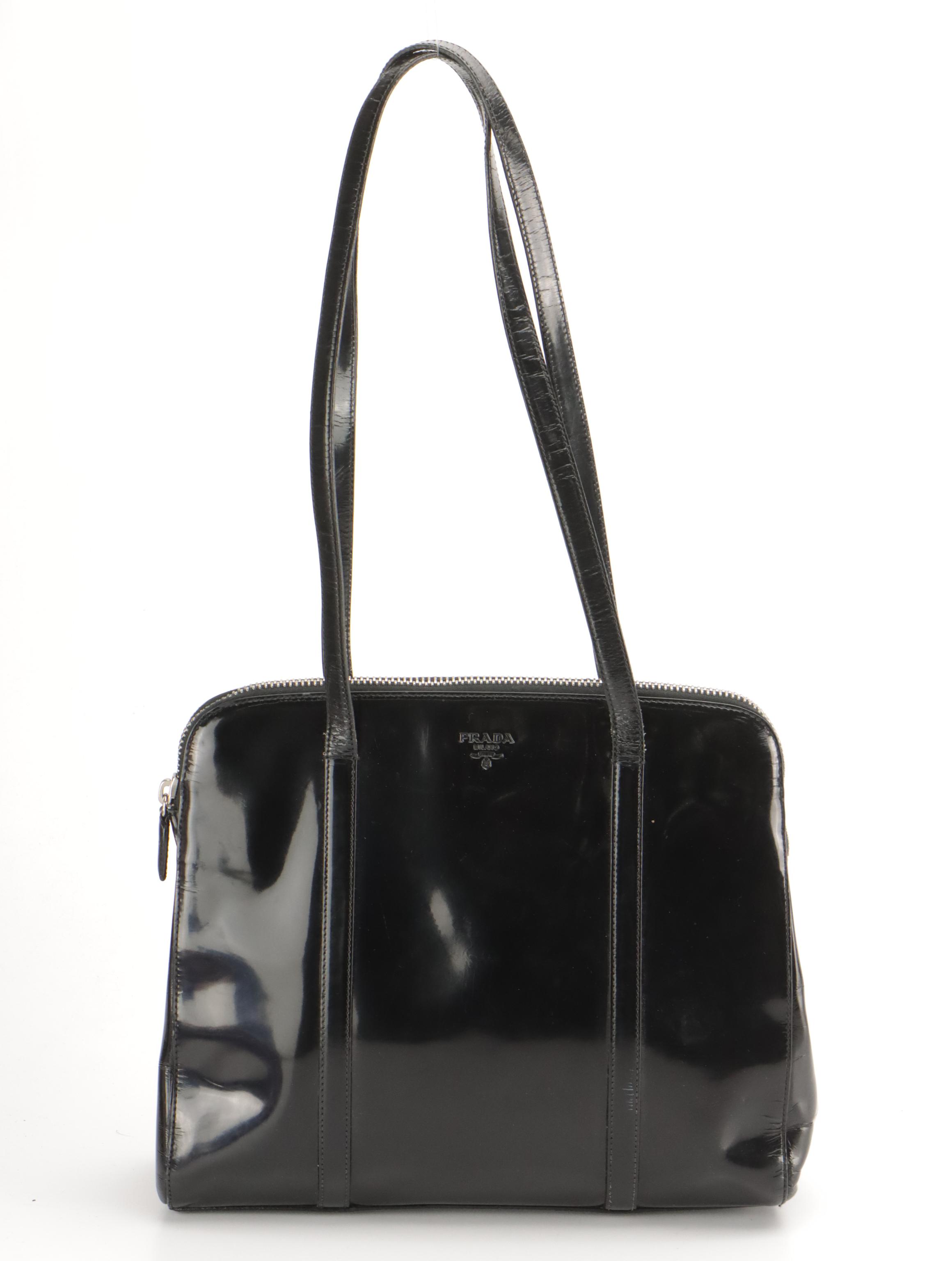 Prada Black Patent Leather Shoulder Bag