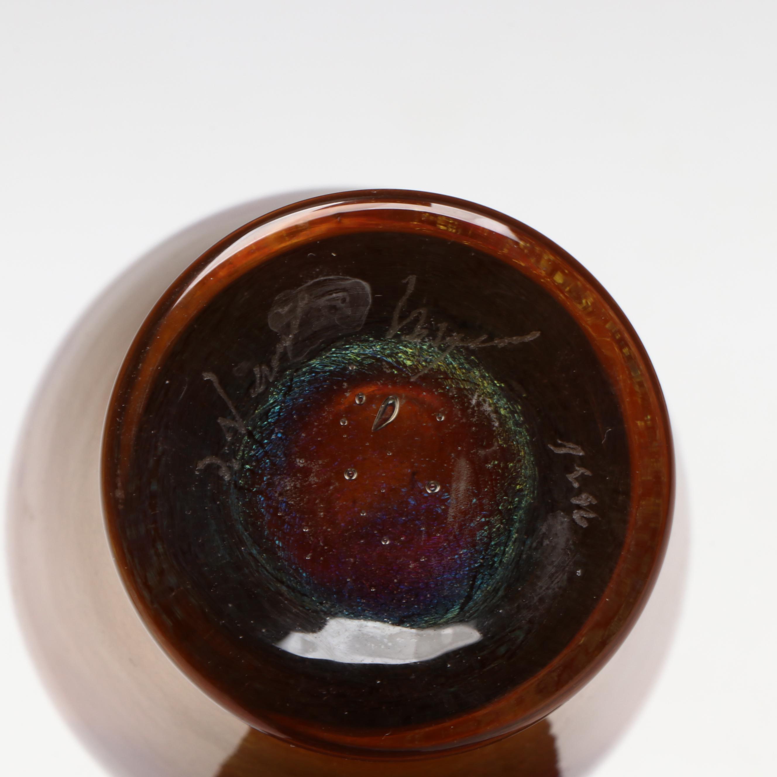 Steven Lundberg and Other Iridescent Art Glass Bud Vases, Late 20th Century