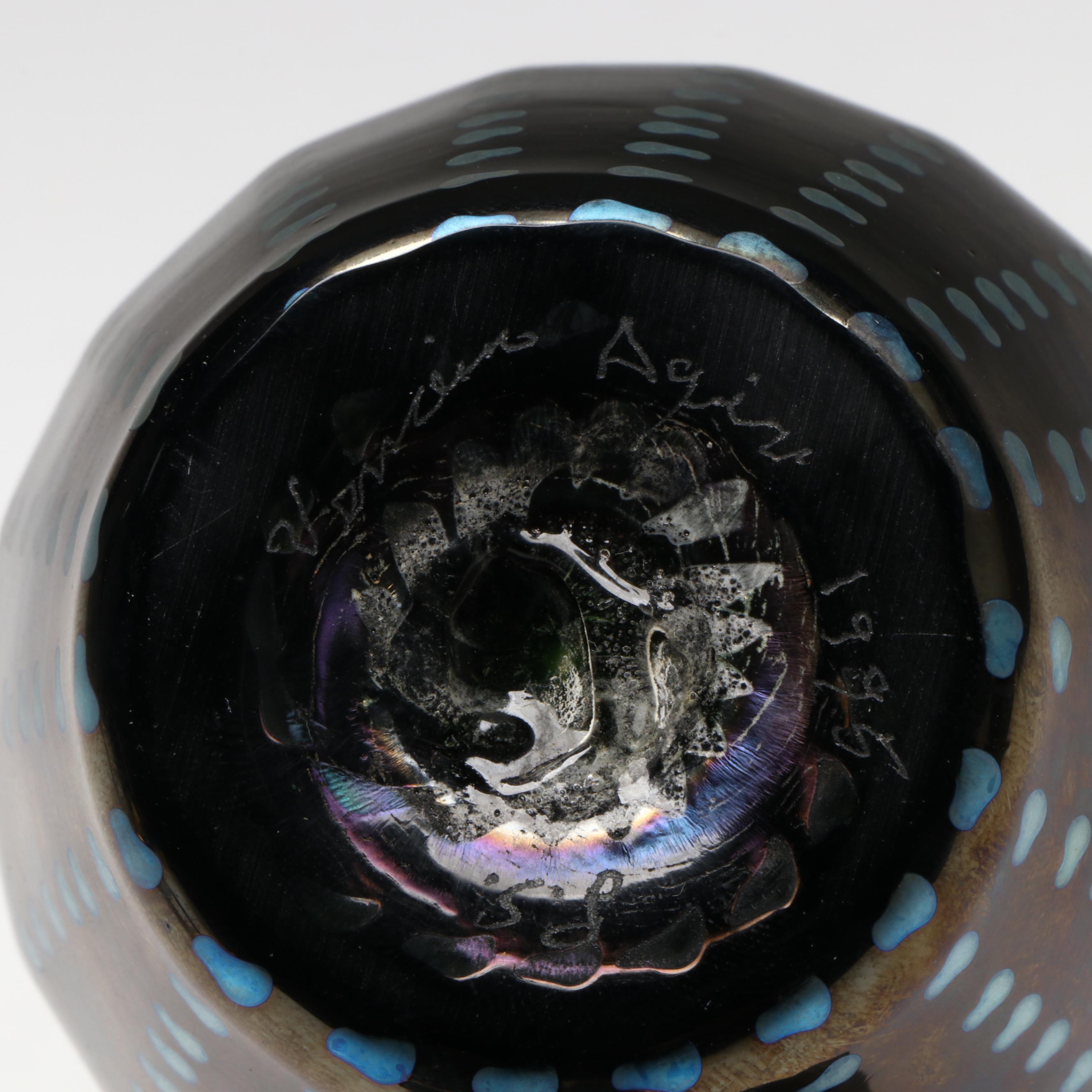 Steven Lundberg and Other Iridescent Art Glass Bud Vases, Late 20th Century