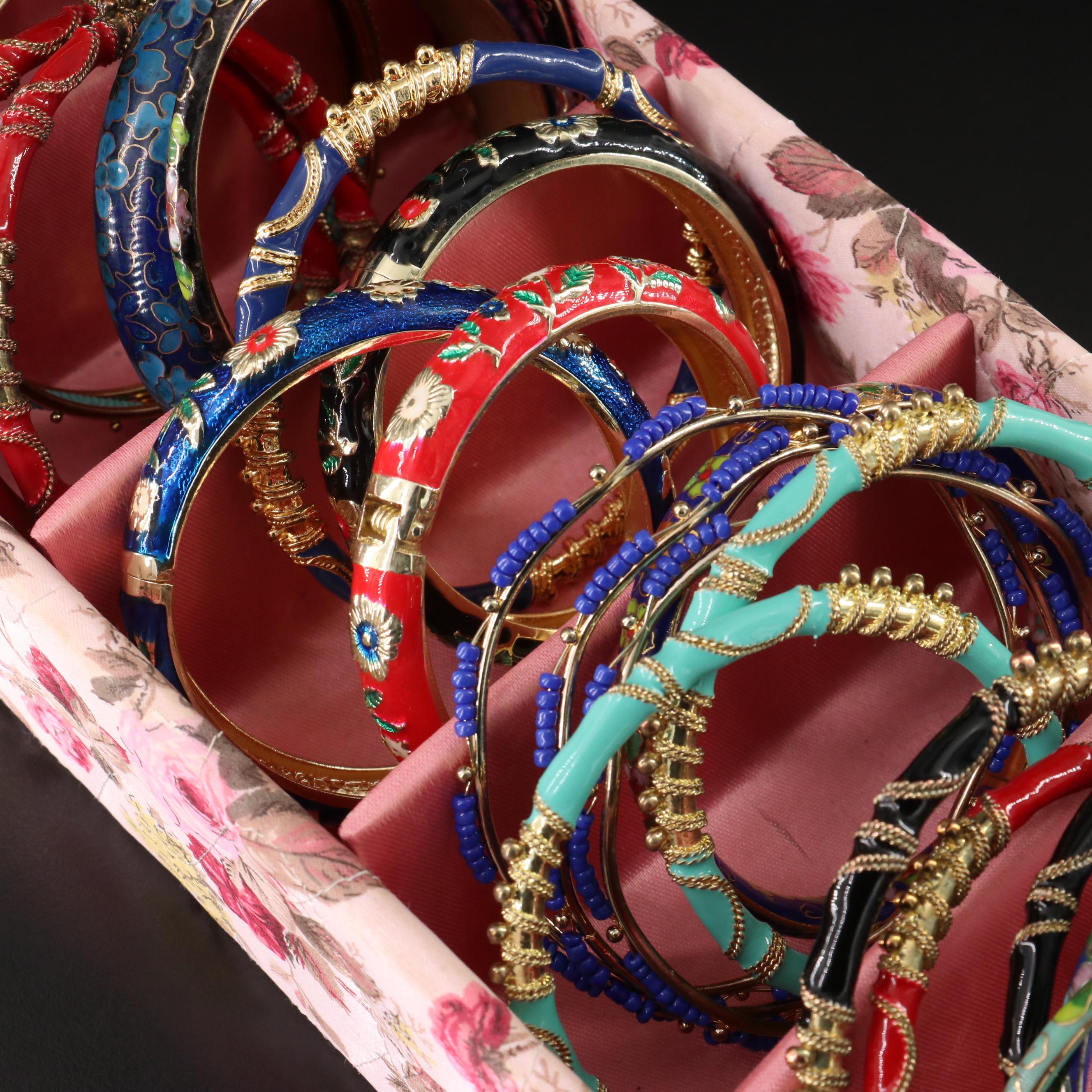 Cloisonné and Other Enamel Bangle Bracelets