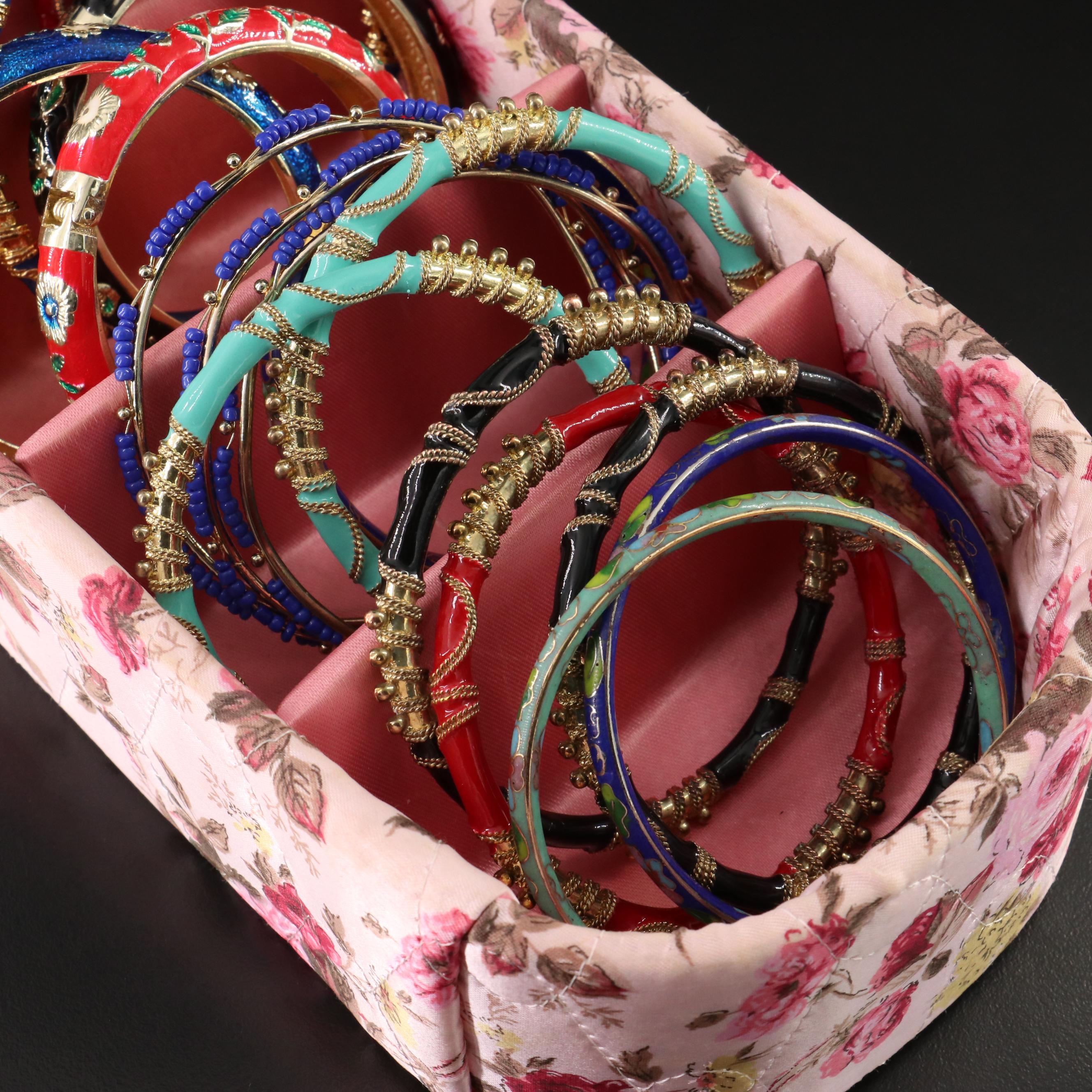Cloisonné and Other Enamel Bangle Bracelets