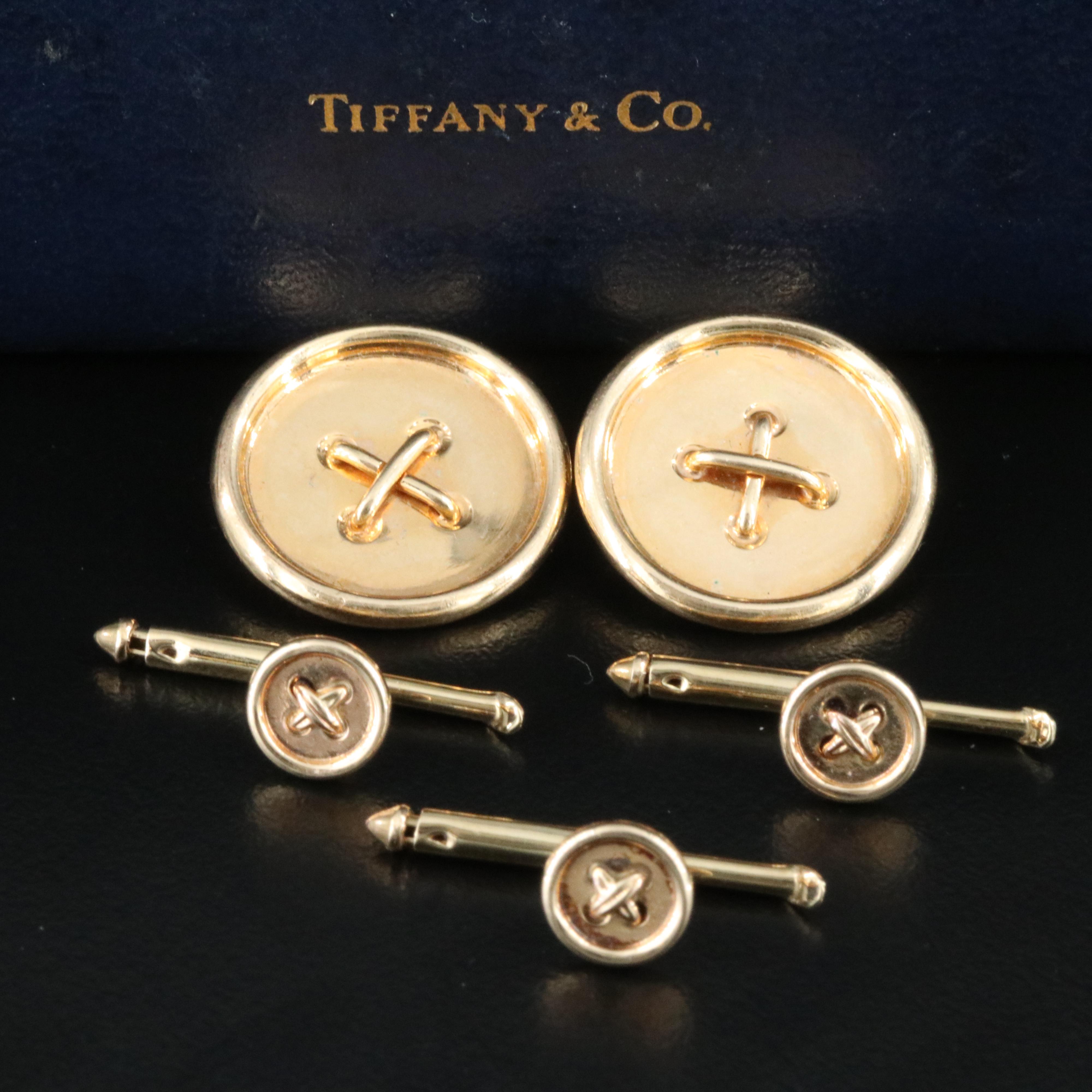 Tiffany & Co. Larter & Sons 14K Button Cufflinks and Stud Set