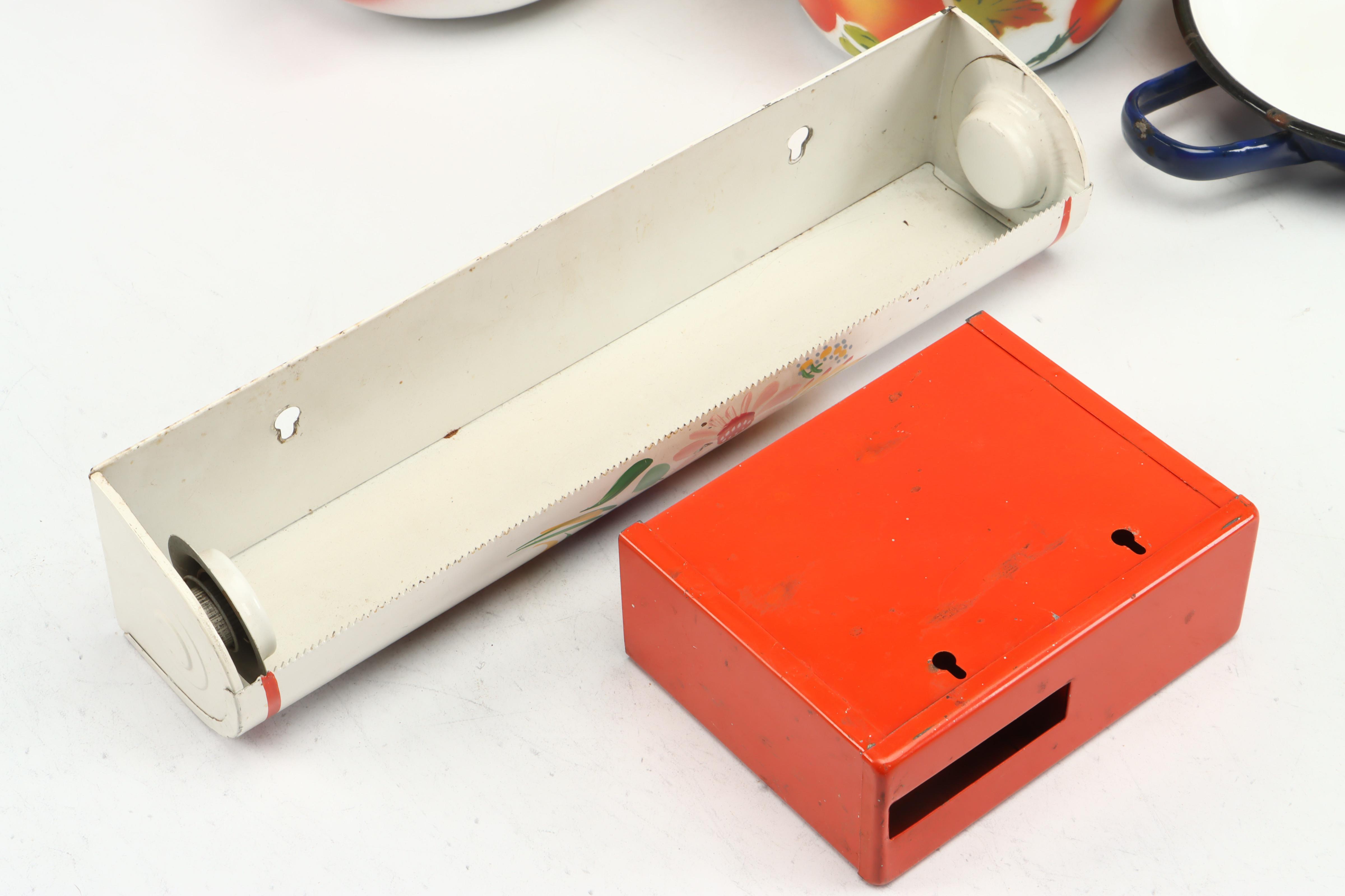 Peacock Floral Motif Enameled Metal Platter and Mugs with More