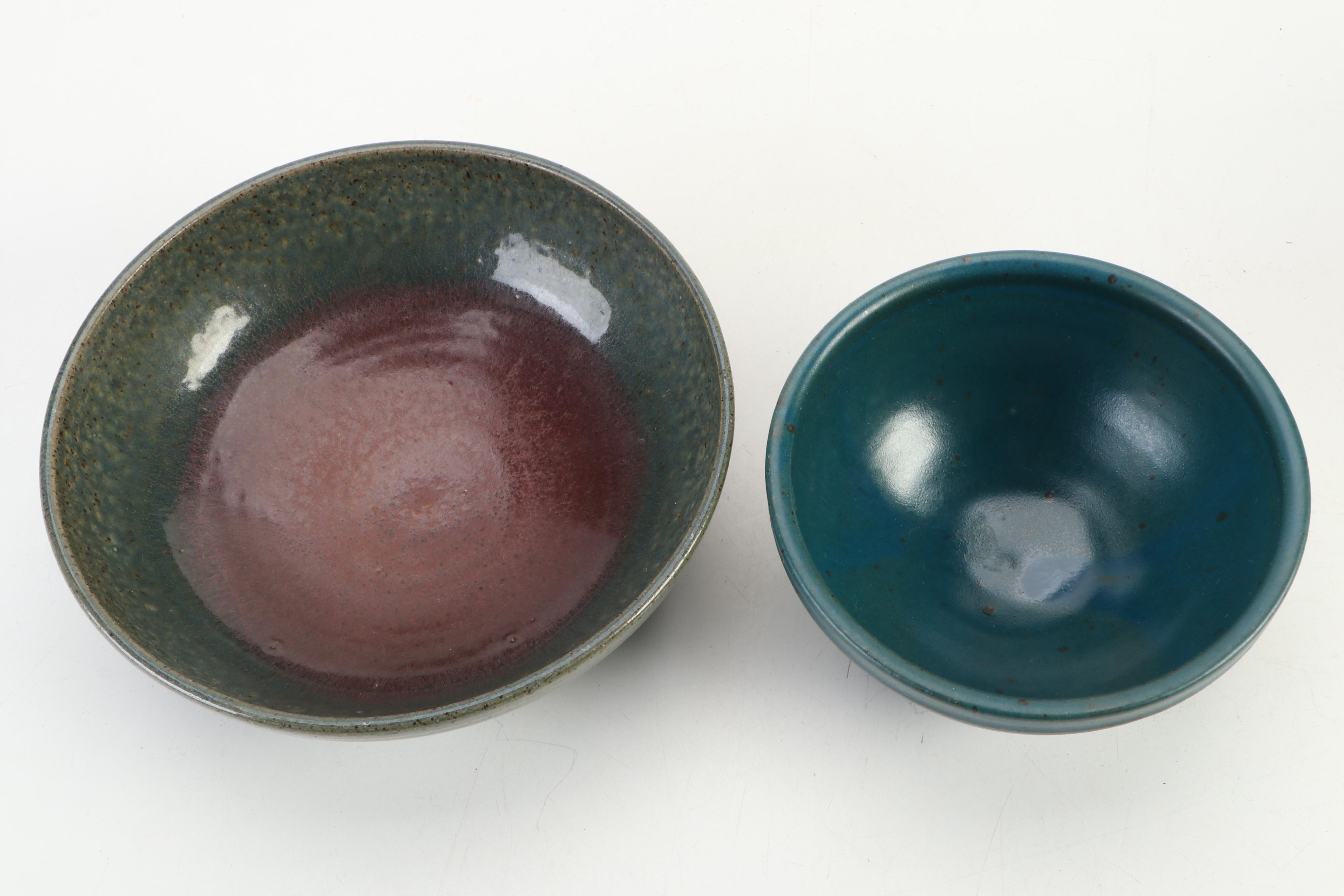 J. Smith and Other Studio Art Pottery Bowl and Pitcher, Late 20th Century