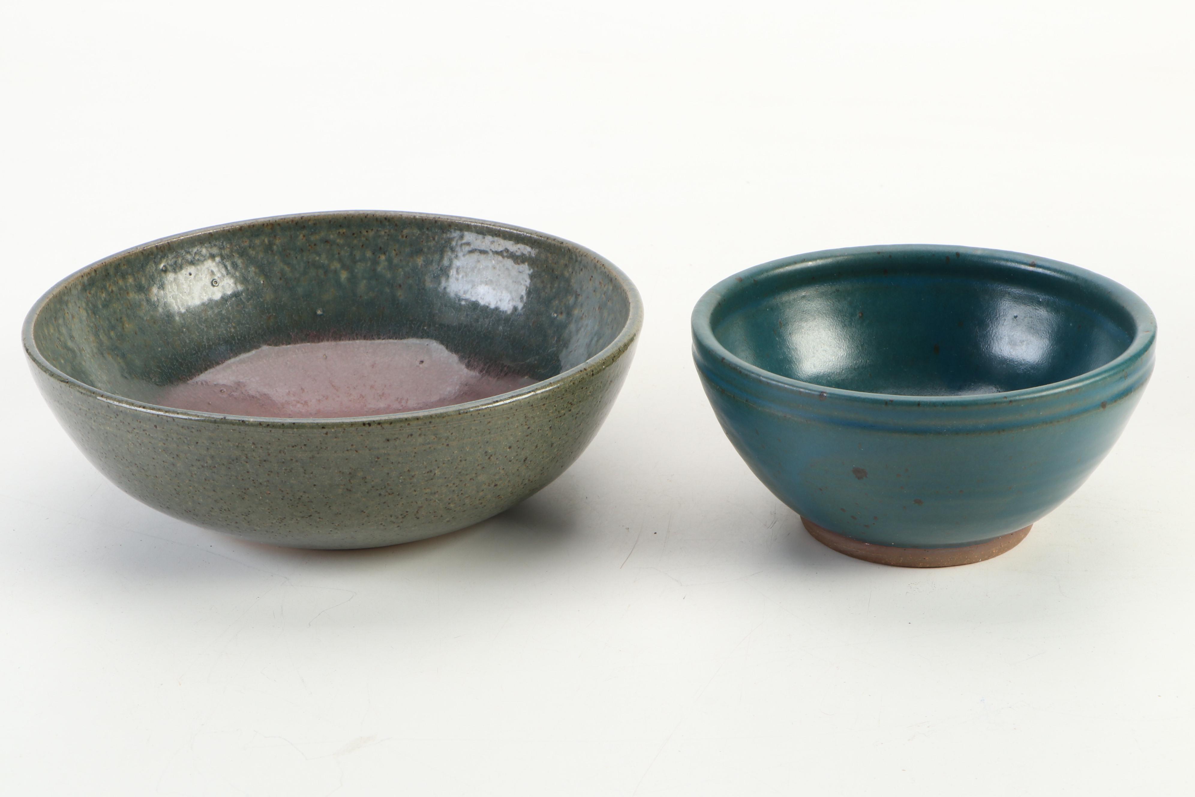 J. Smith and Other Studio Art Pottery Bowl and Pitcher, Late 20th Century