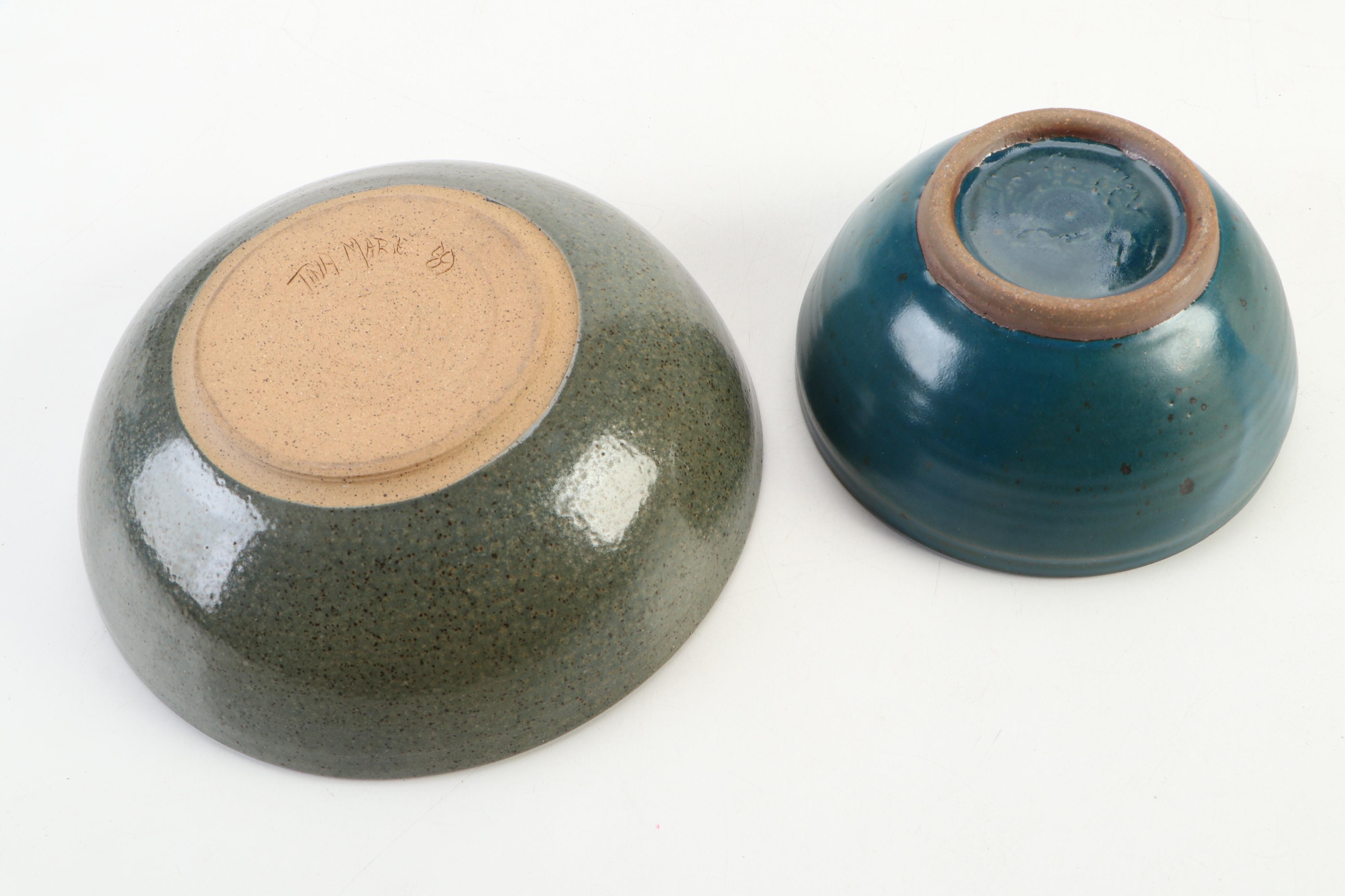 J. Smith and Other Studio Art Pottery Bowl and Pitcher, Late 20th Century