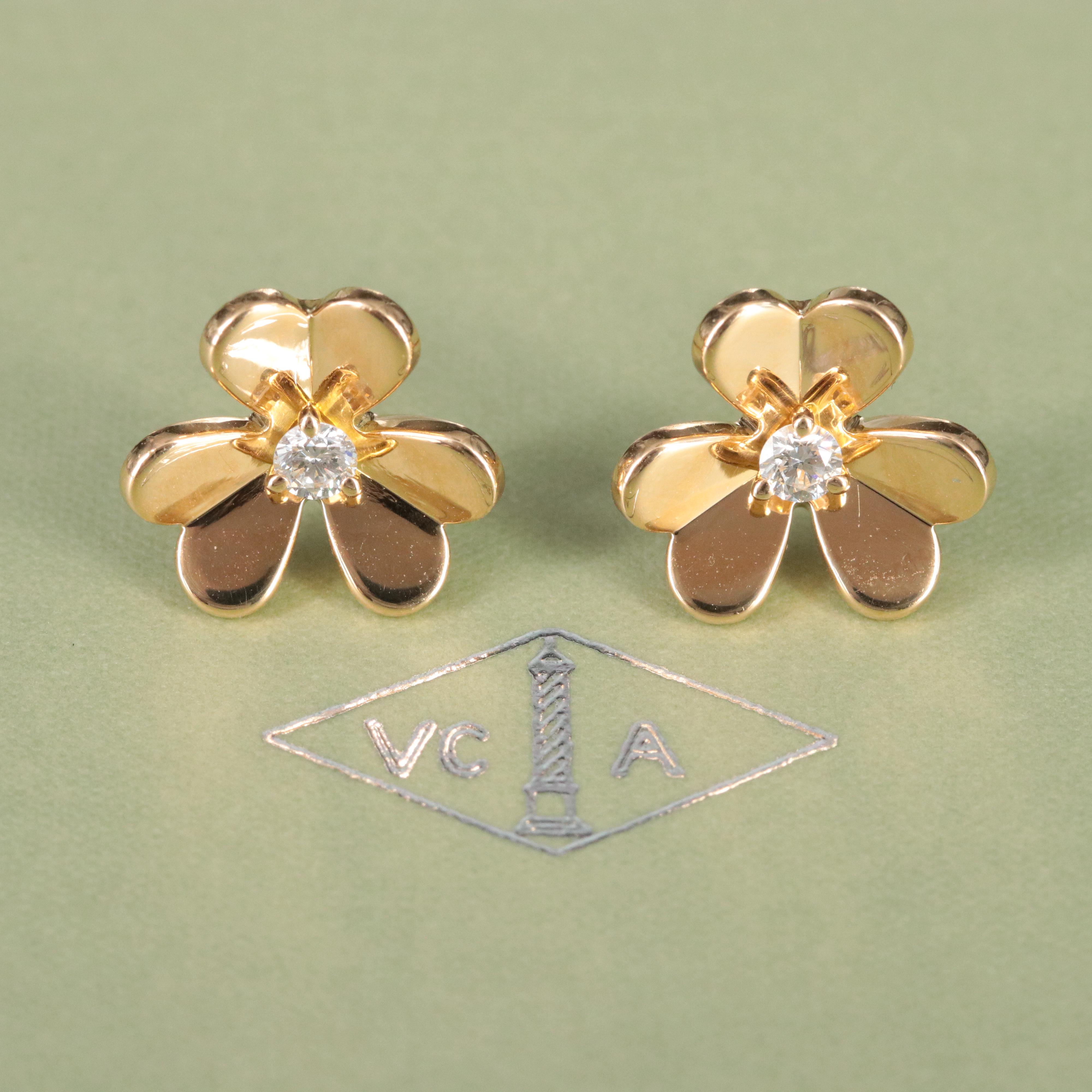 Van Cleef & Arpels Frivole 18K Diamond Flower Earrings