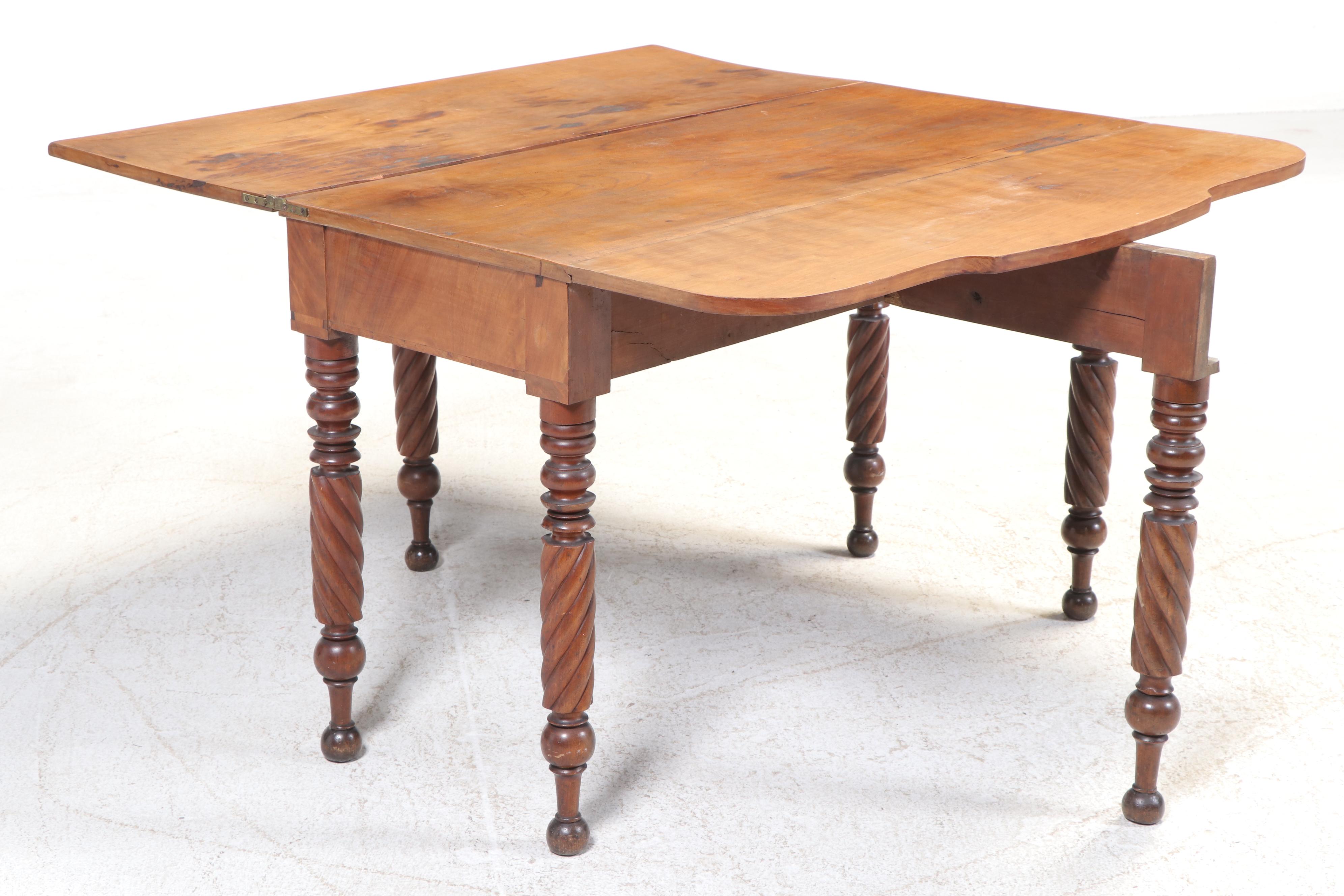 Classical Mahogany and Cherrywood Drop-Leaf Table, Early 19th Century & Adapted