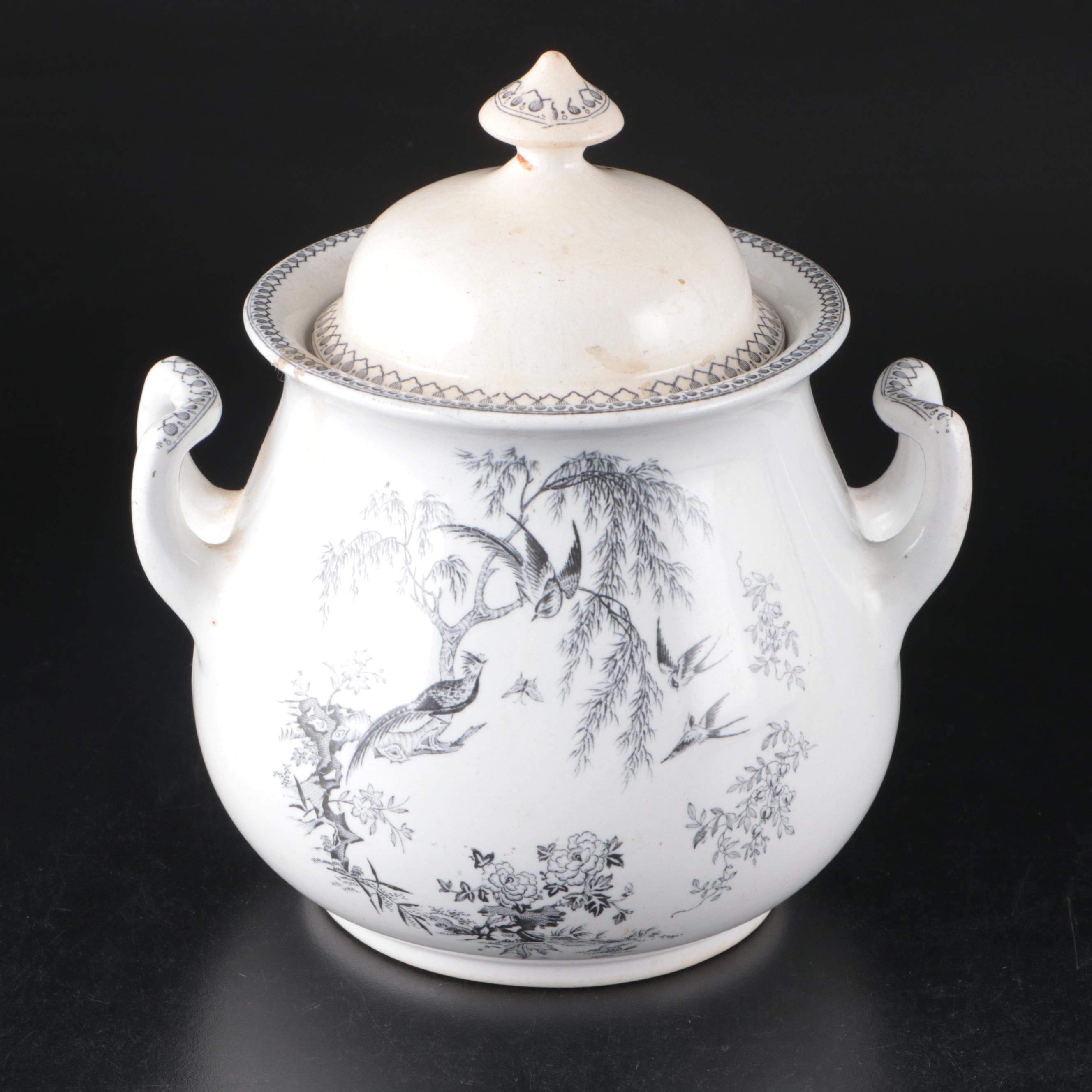 T. Elsemore & Son English Earthenware "Parisian Granite" Sugar Bowl, 1872-1887