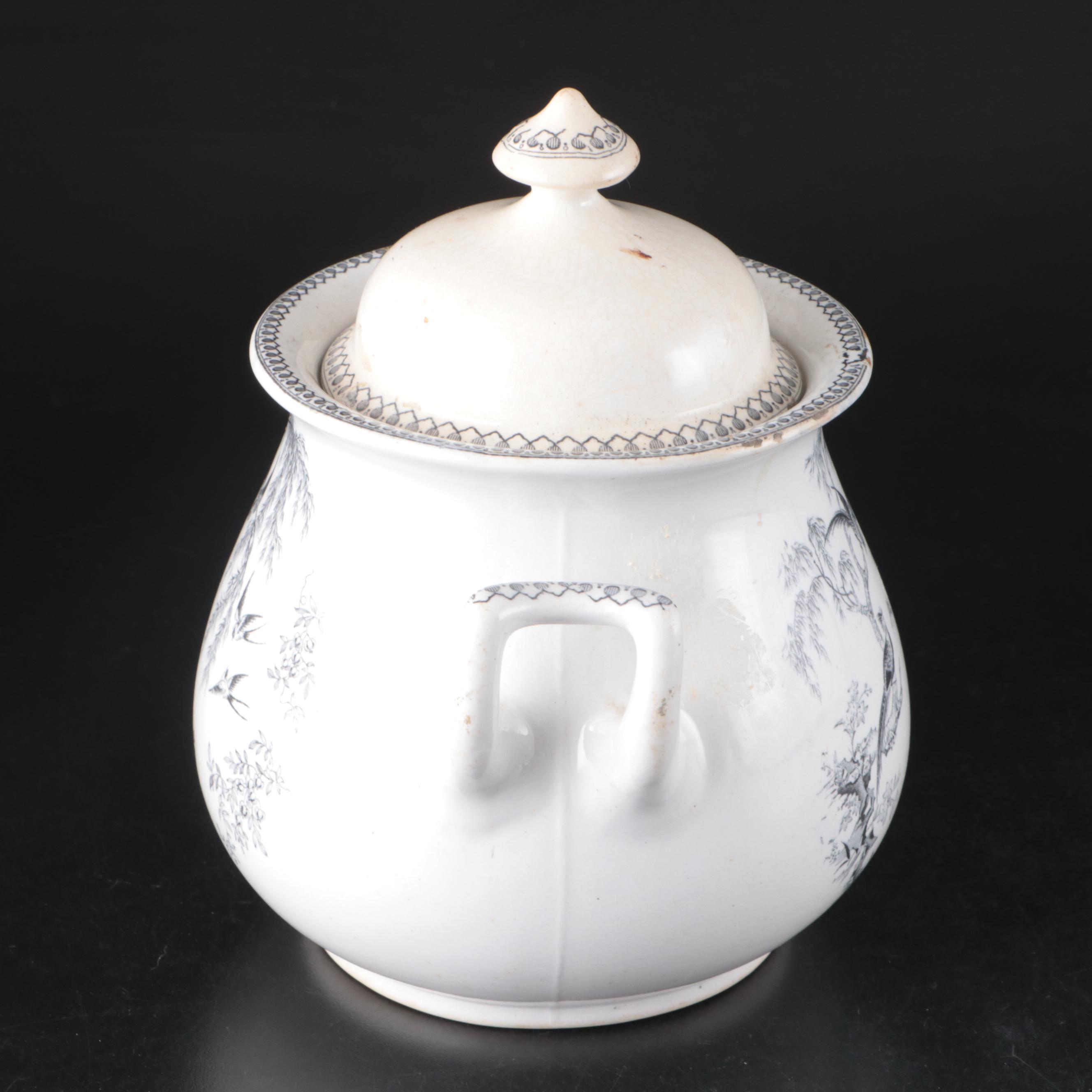 T. Elsemore & Son English Earthenware "Parisian Granite" Sugar Bowl, 1872-1887