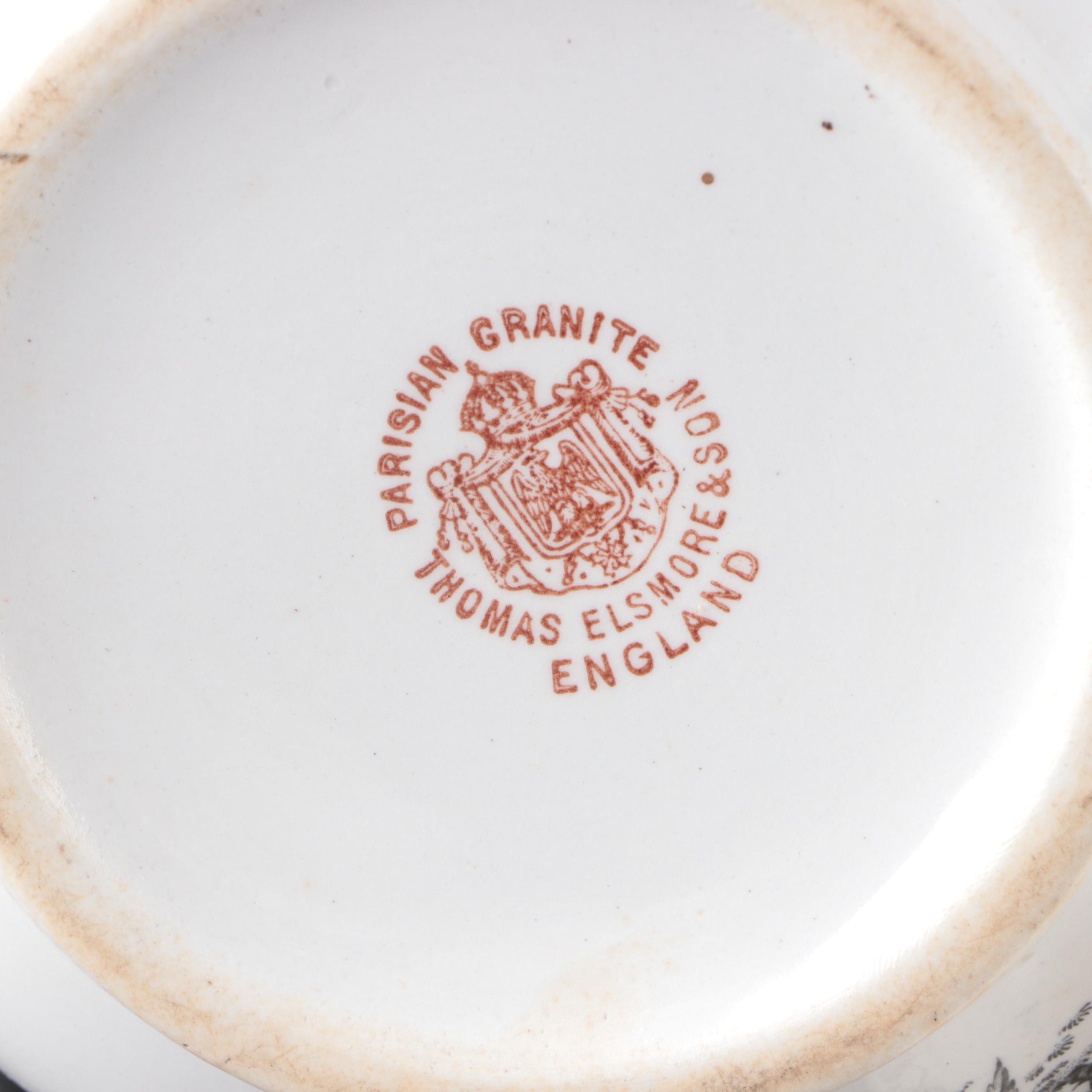 T. Elsemore & Son English Earthenware "Parisian Granite" Sugar Bowl, 1872-1887