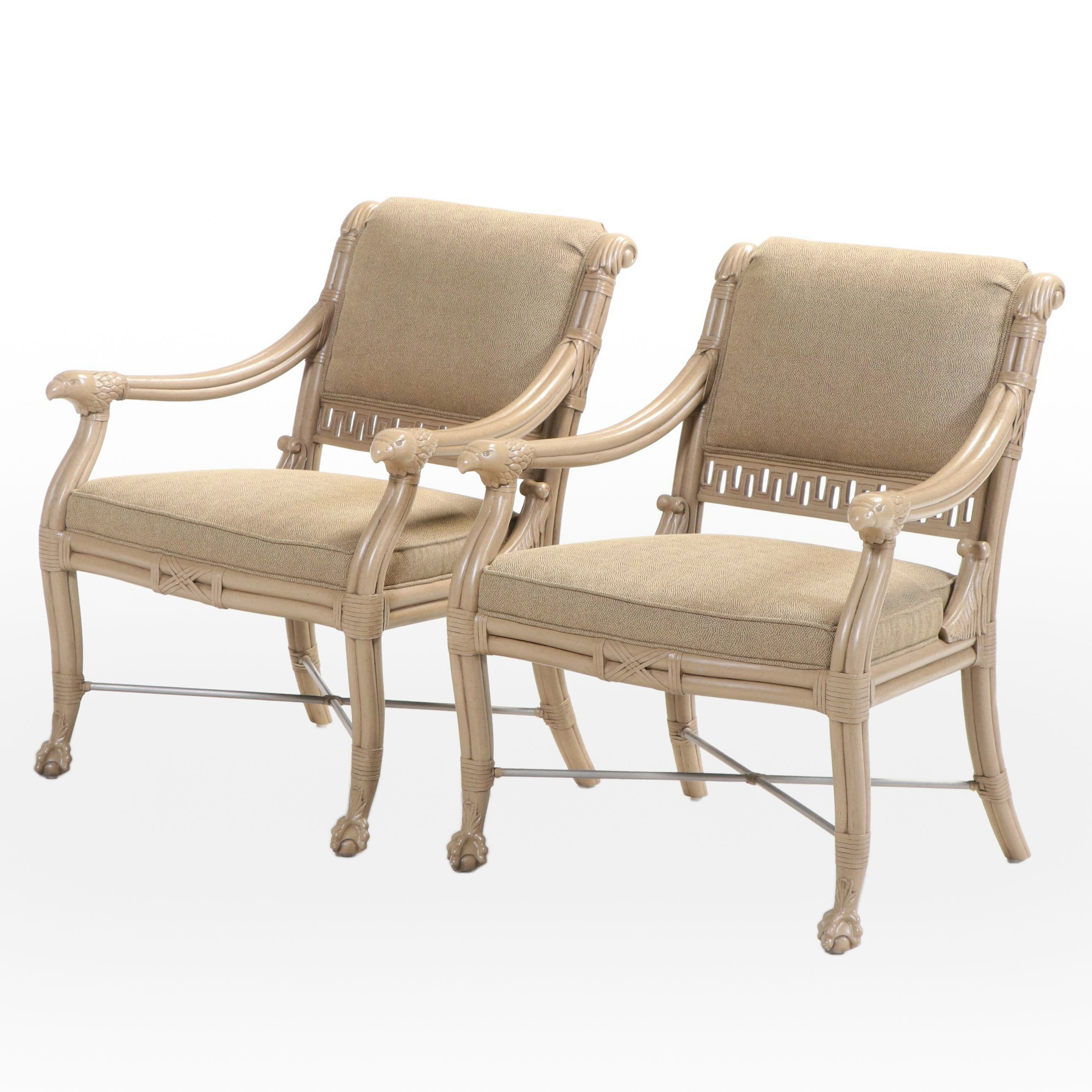 Pair of Ferguson Copeland "Napoleonic" Painted and Custom-Upholstered Armchairs