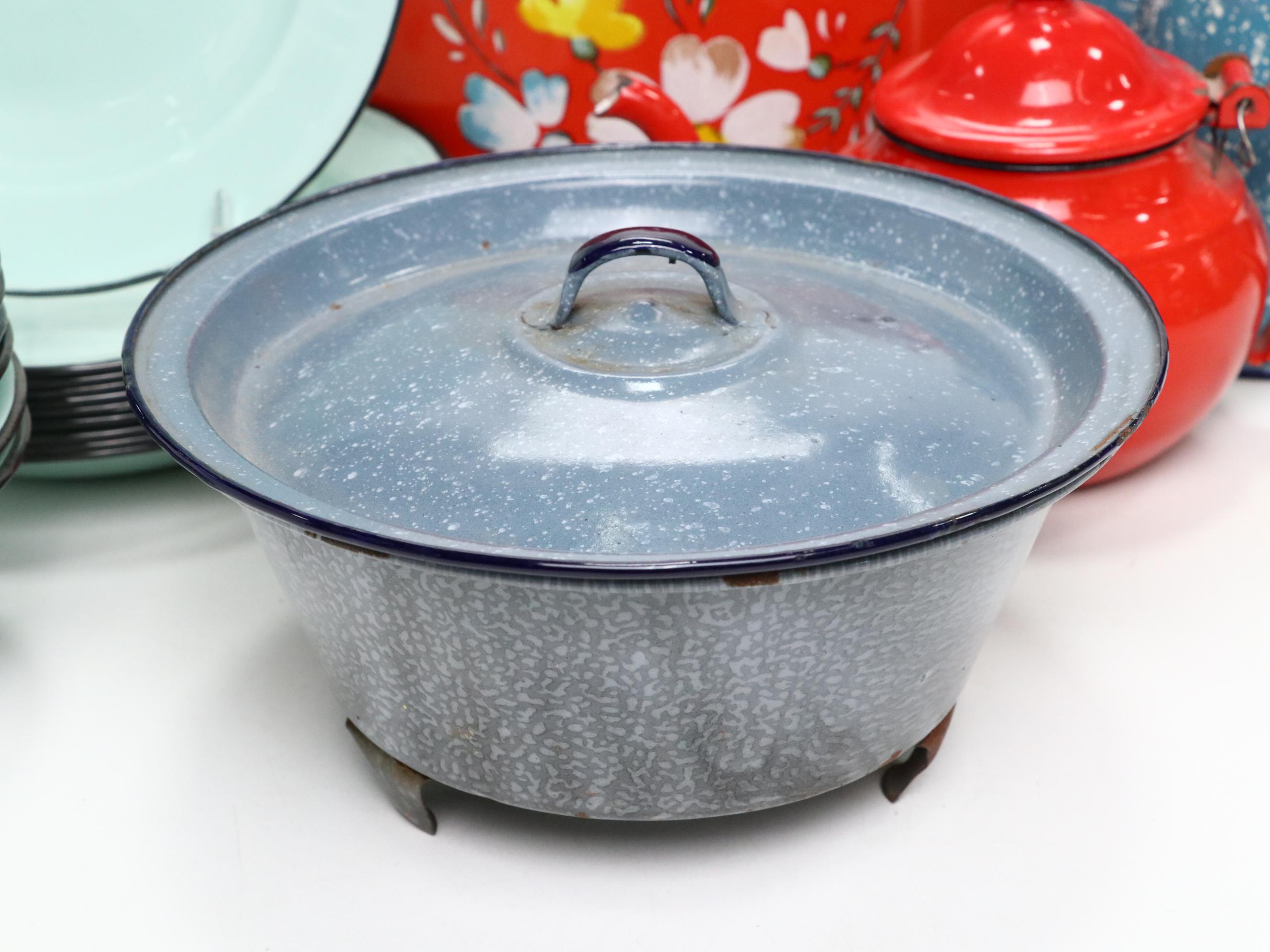 Yugoslavian Enameled Metal Teapot with Other Metal Teapots and More