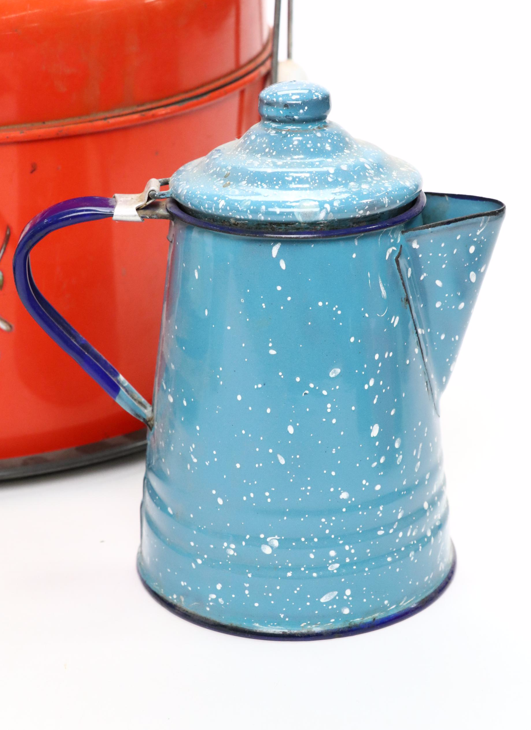 Yugoslavian Enameled Metal Teapot with Other Metal Teapots and More