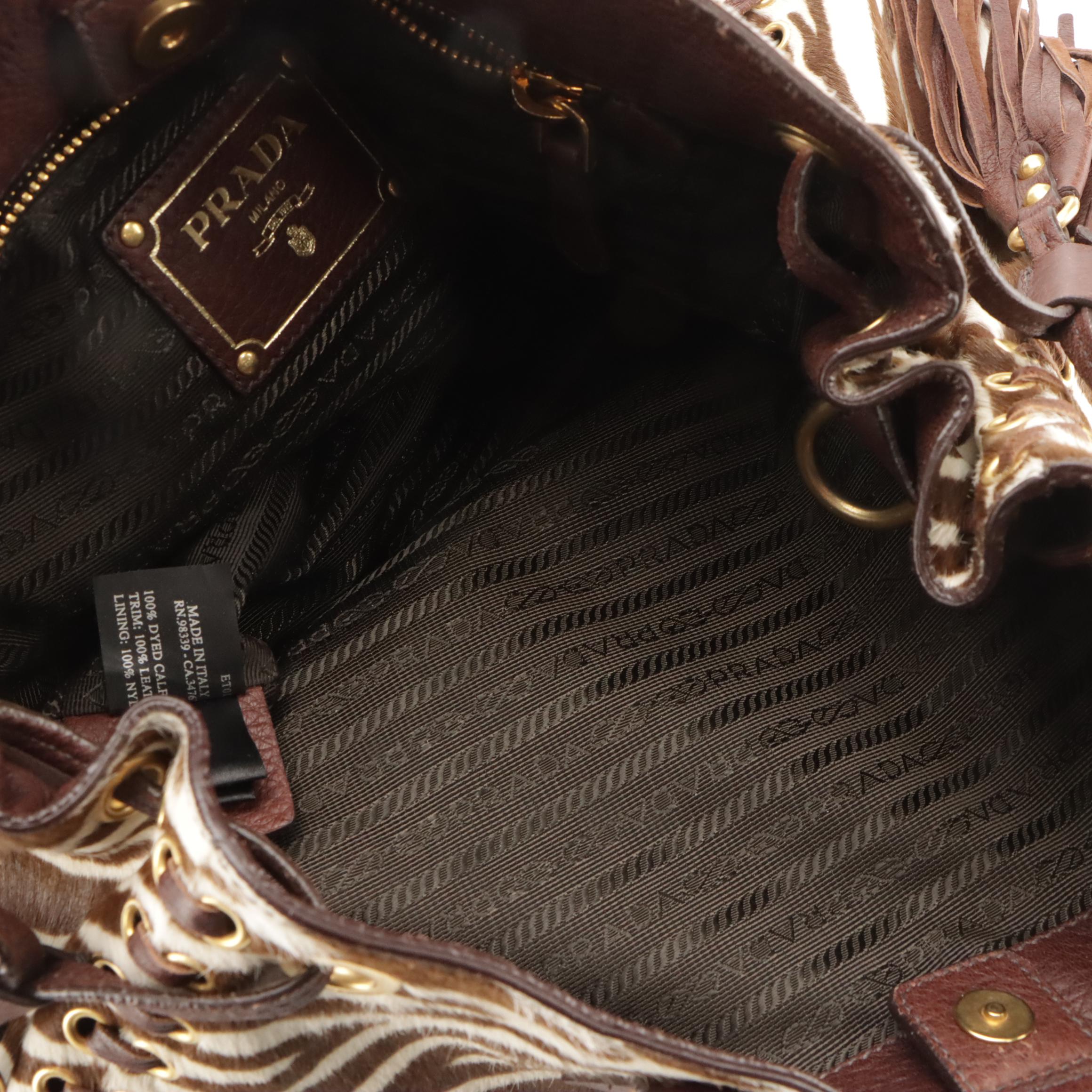 Prada Two-Way Tote in Zebra Print Cavallino Leather