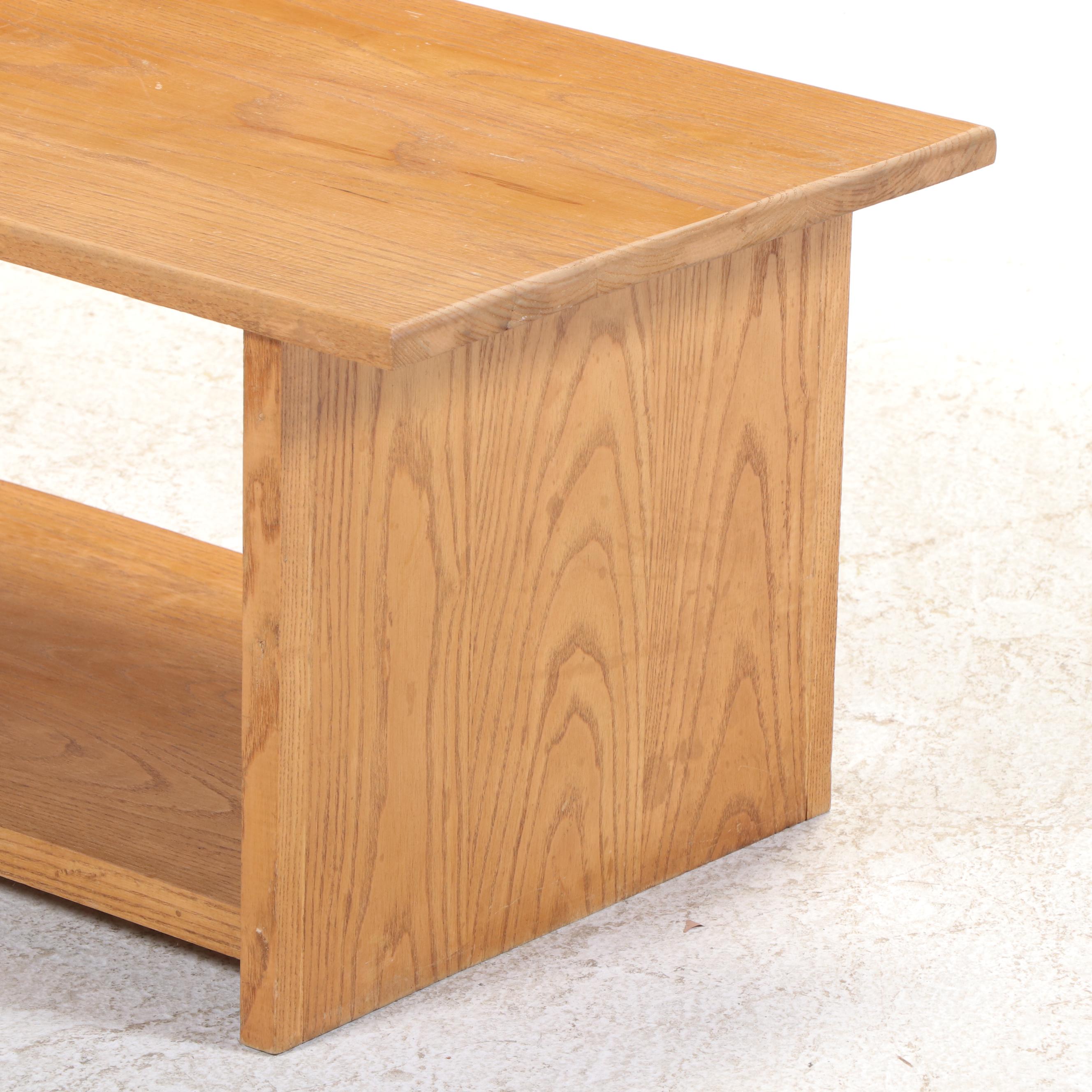 Arts and Crafts Style Oak Coffee Table, Late 20th Century