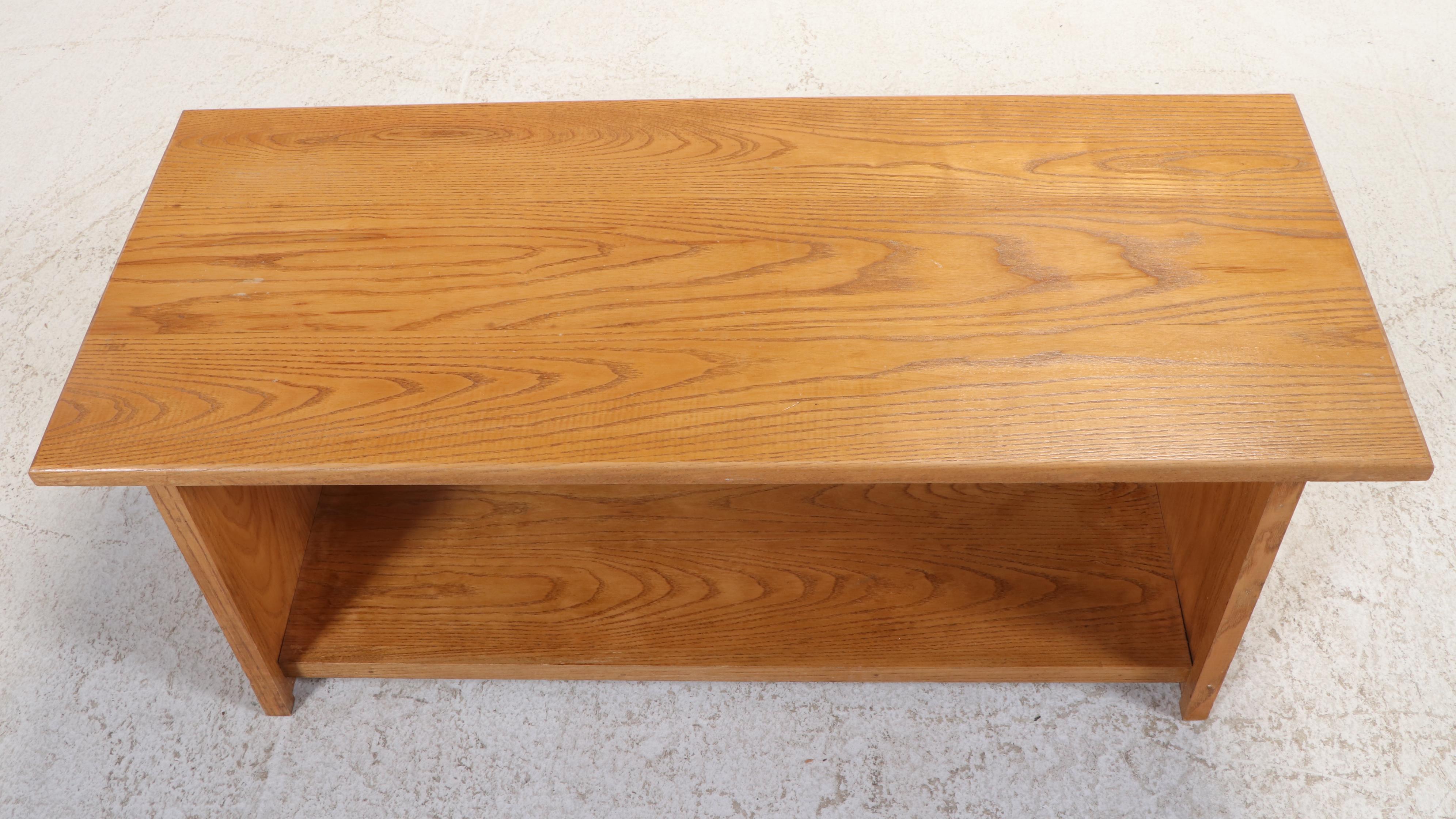 Arts and Crafts Style Oak Coffee Table, Late 20th Century