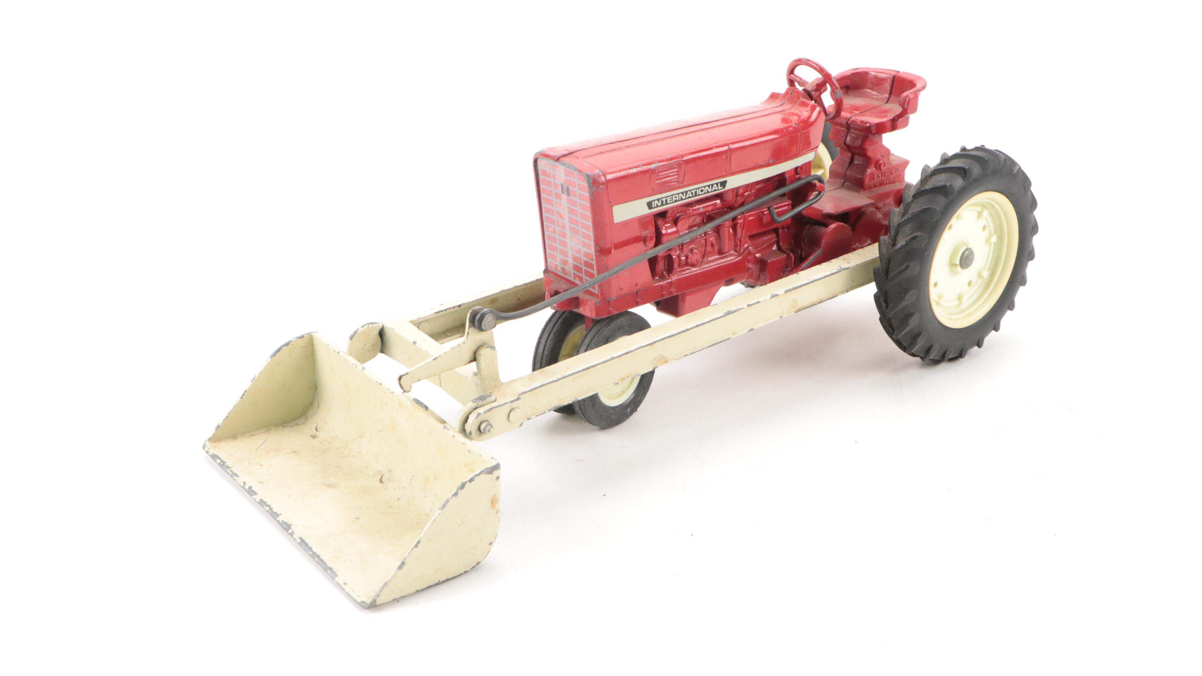Ertle Diecast Tractor with Painted Cast Iron Motorcycle