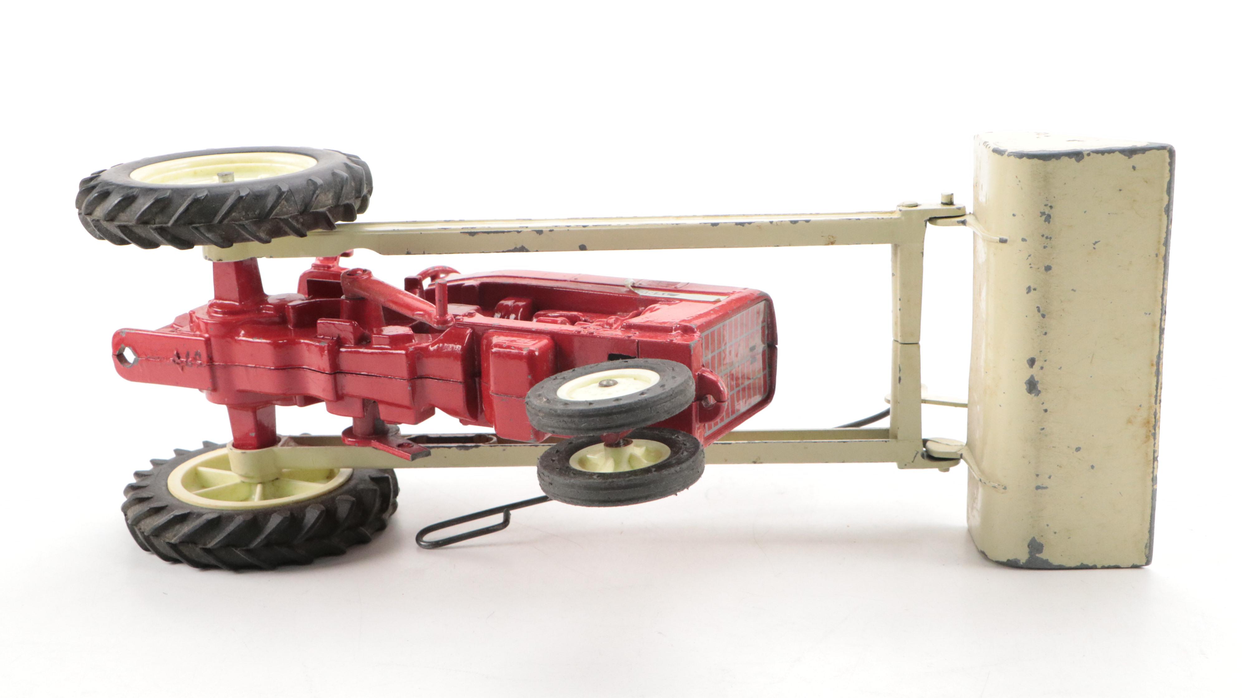 Ertle Diecast Tractor with Painted Cast Iron Motorcycle