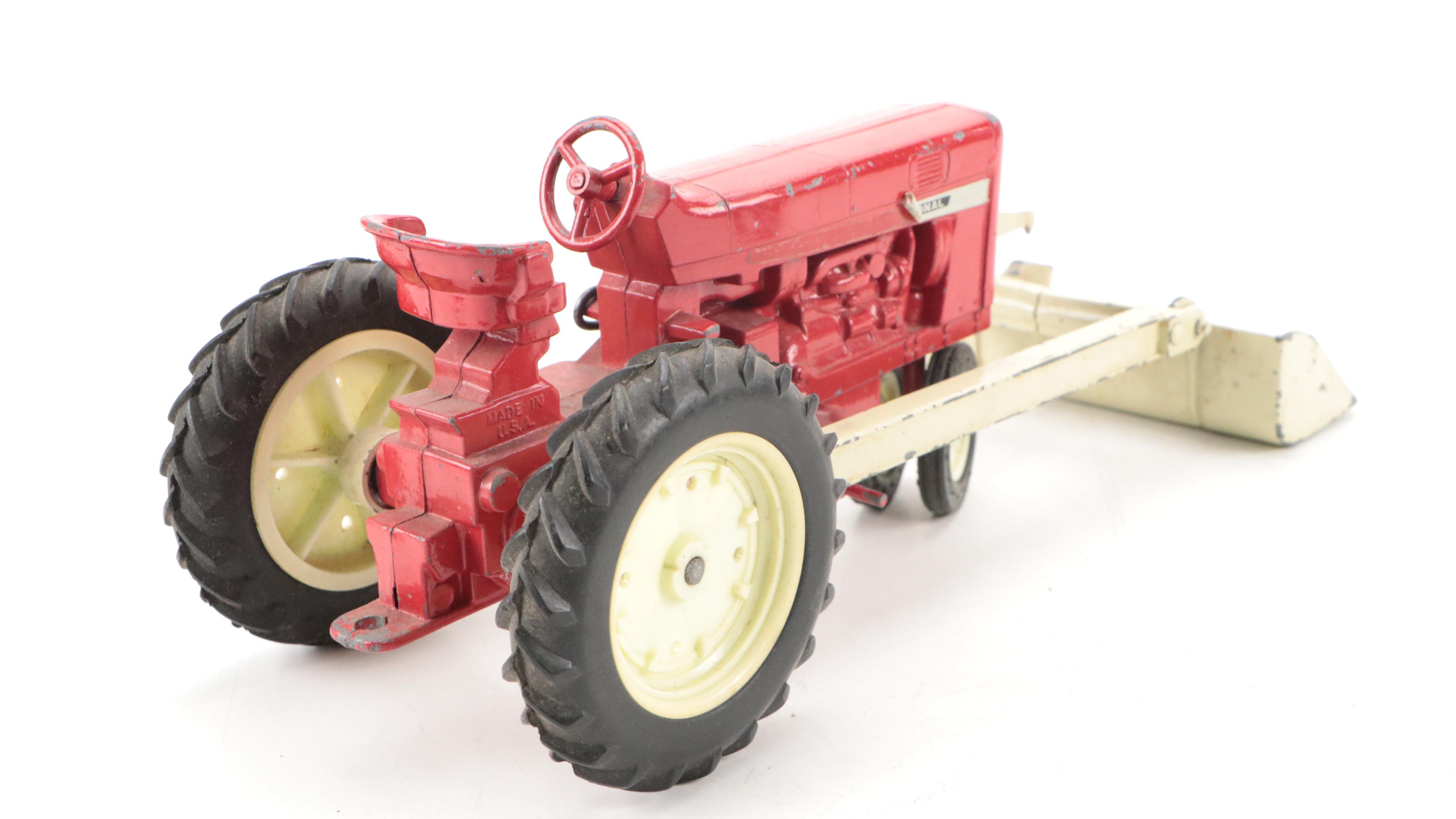 Ertle Diecast Tractor with Painted Cast Iron Motorcycle