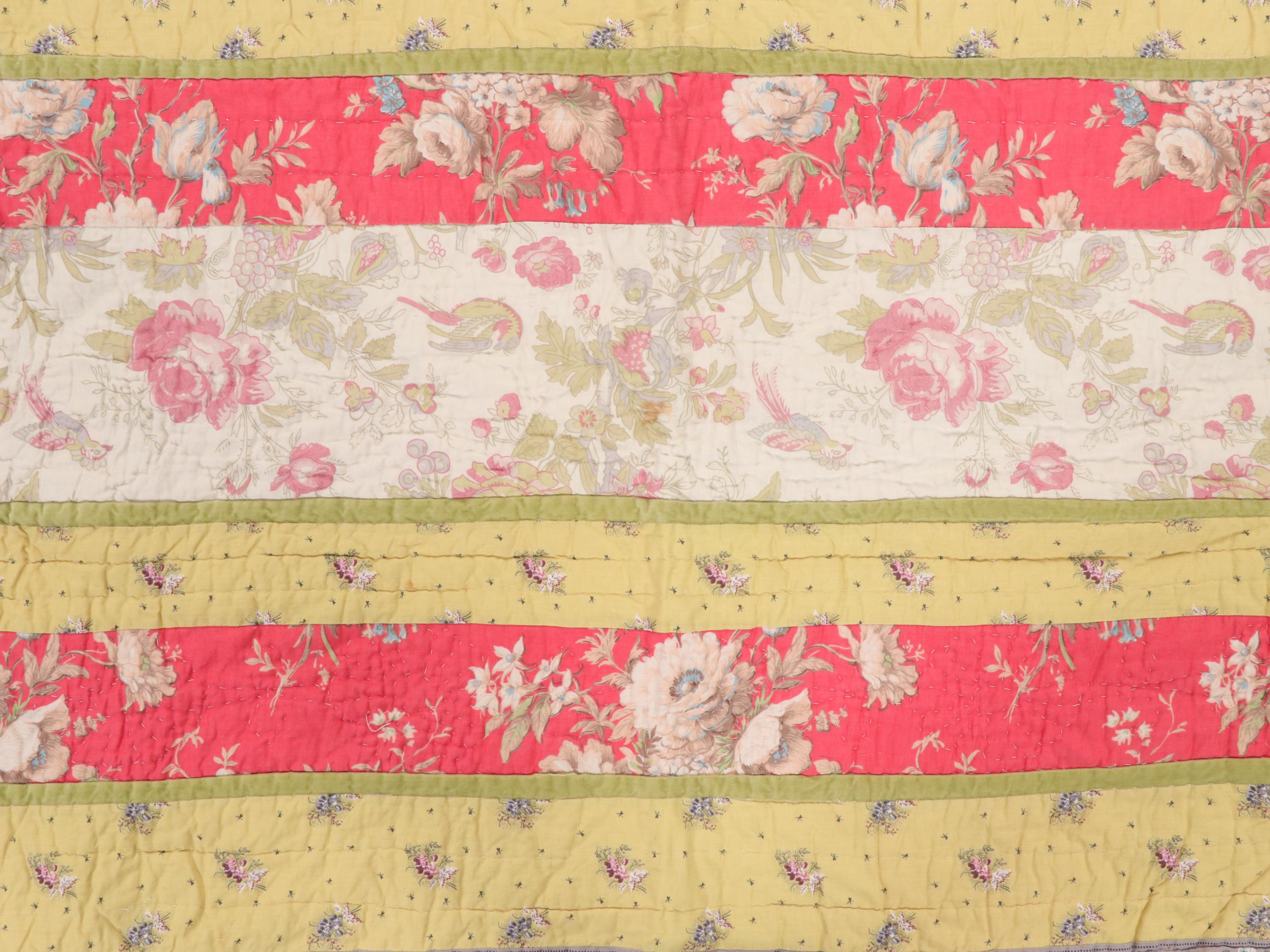 Liz Claiborne "Mirabelle" Full/Queen Floral Quilt and Shams Bedding Set